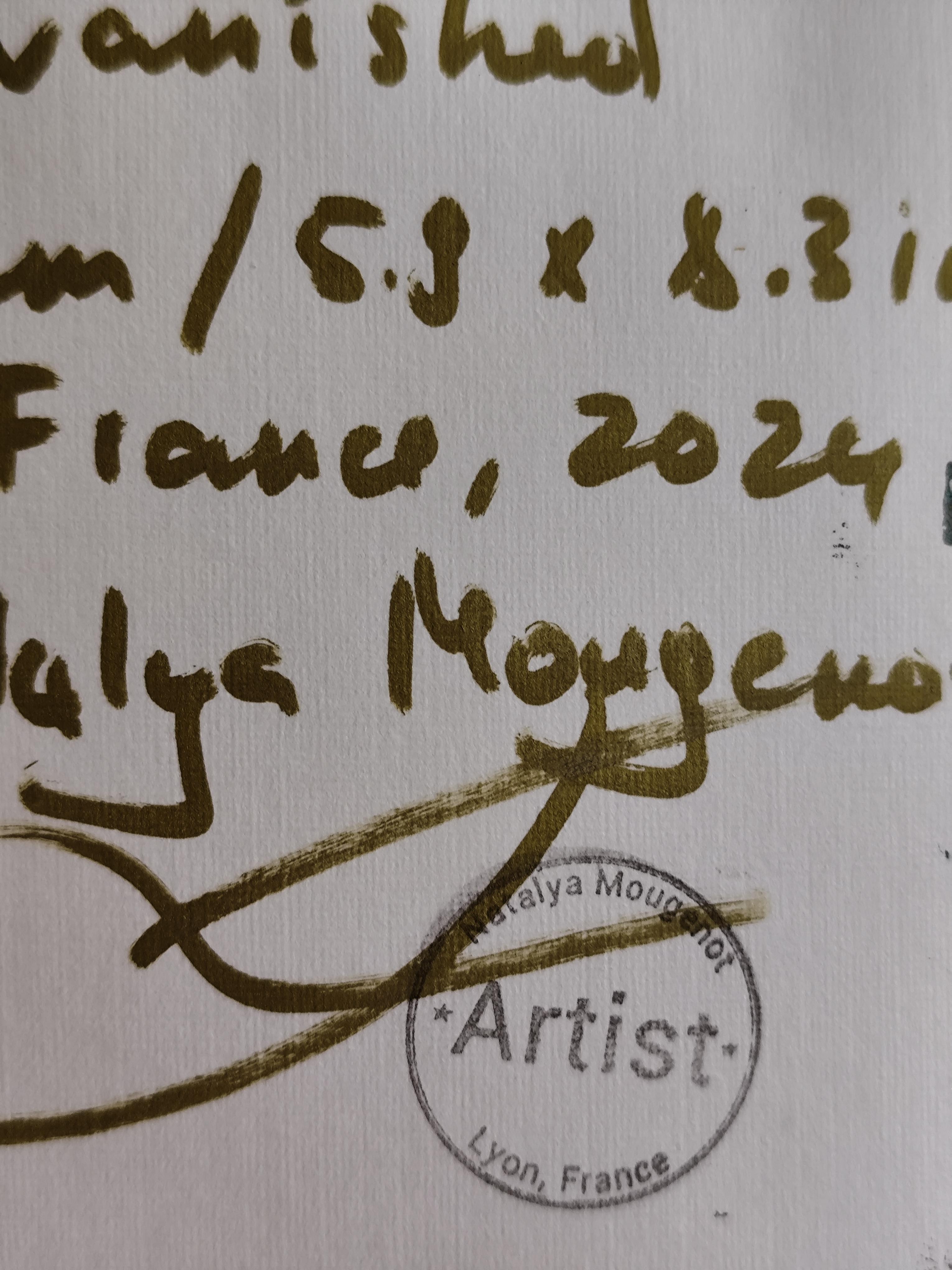 « Mon bouquet de fleurs d'été » (petite peinture florale acrylique sur papier) - Impressionnisme abstrait Painting par Natalya Mougenot 
