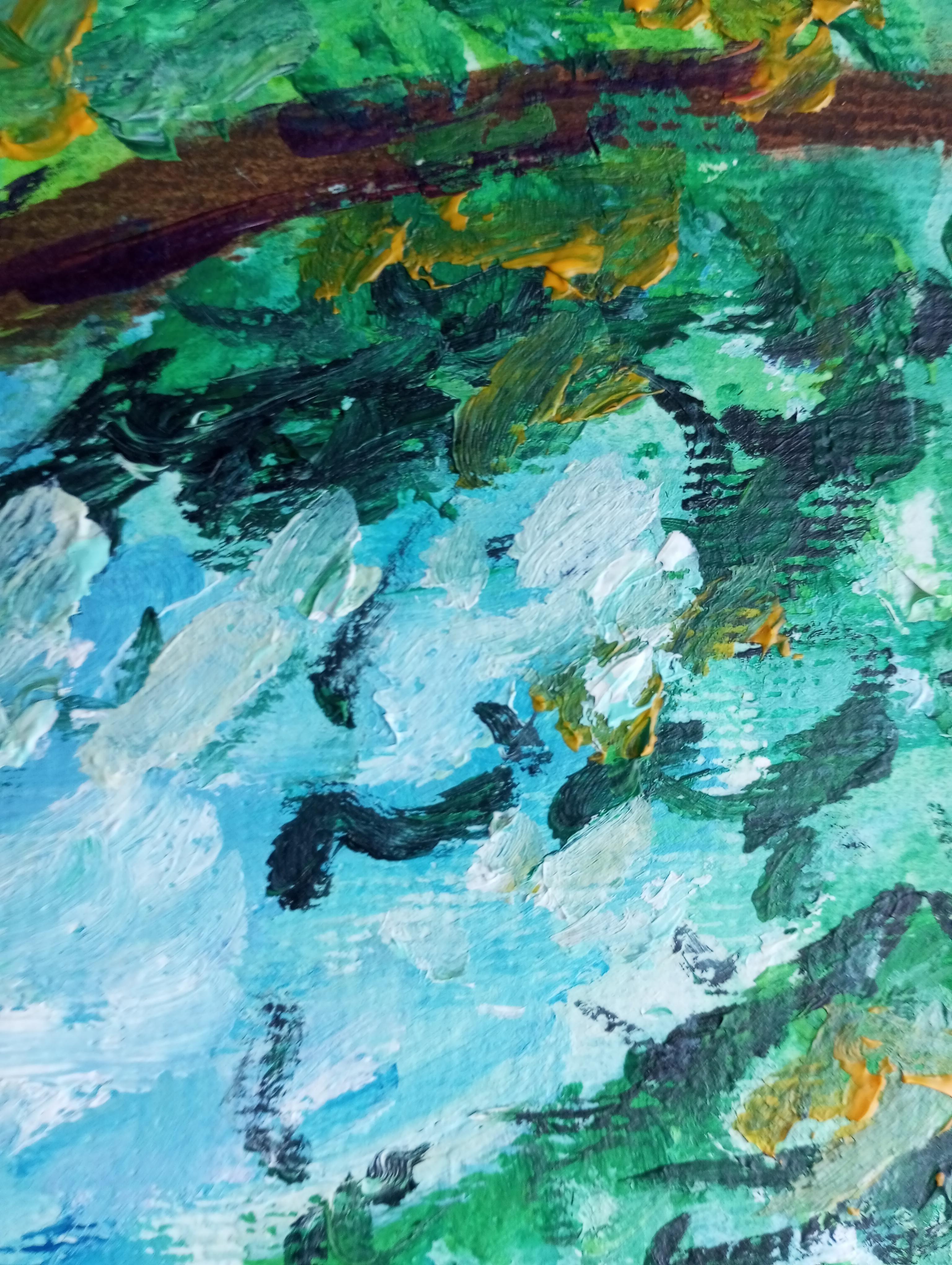 Contemporary impressionist seascape nature acrylic painting on paper For Sale 9