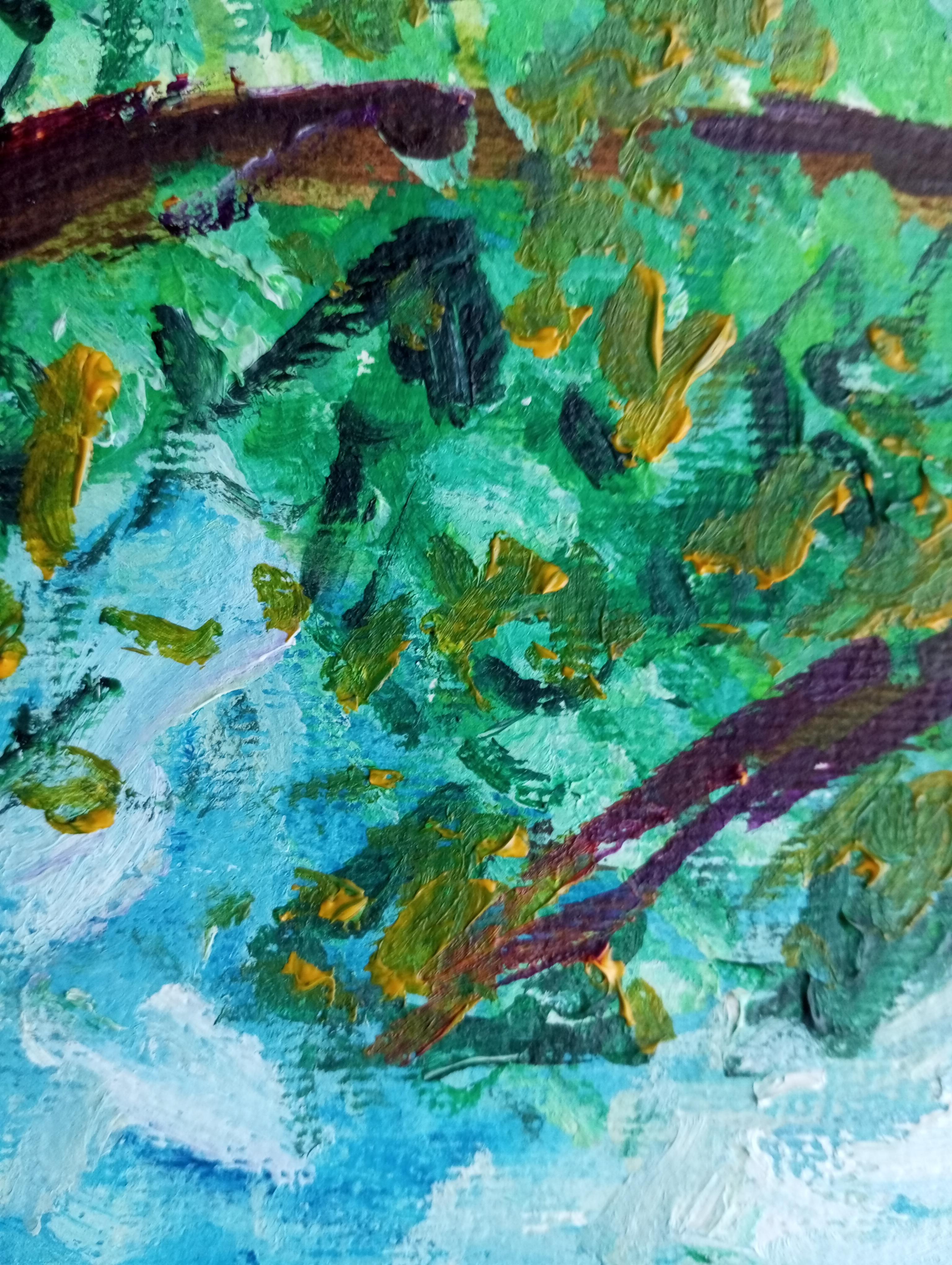 Contemporary impressionist seascape nature acrylic painting on paper For Sale 10
