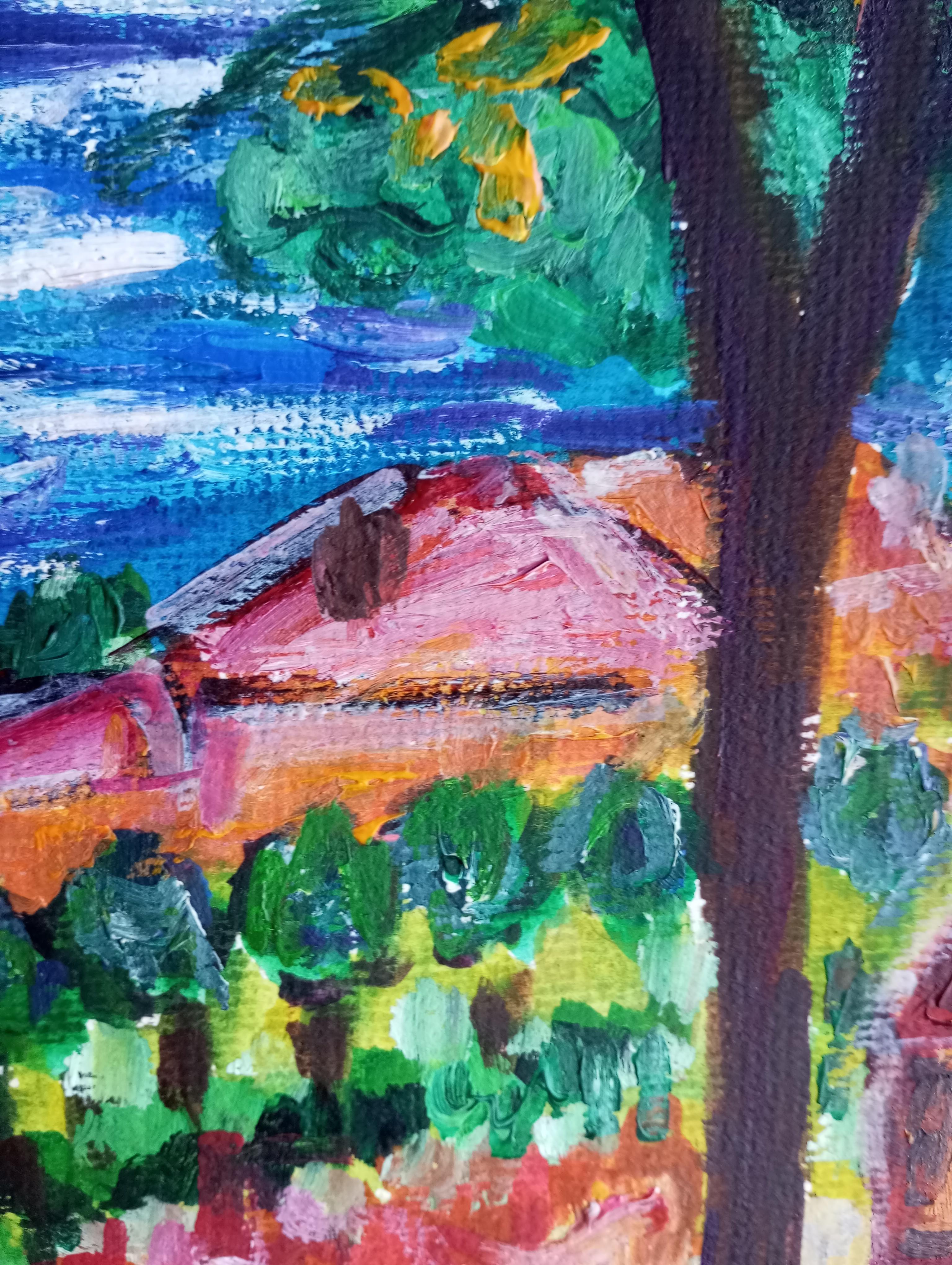Contemporary impressionist seascape nature acrylic painting on paper For Sale 14