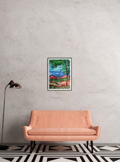 Contemporary impressionist seascape nature acrylic painting on paper