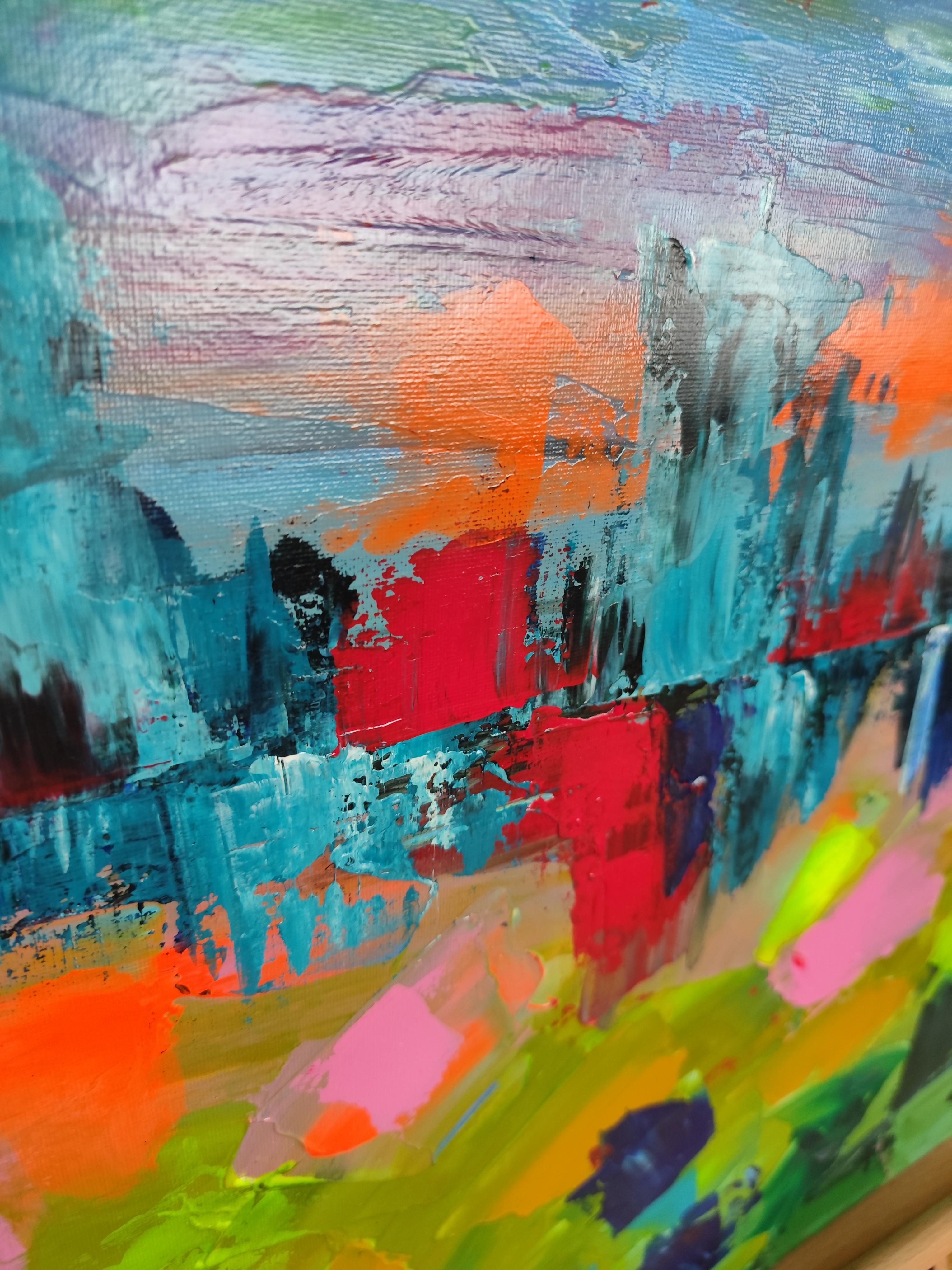 Pittura acrilica contemporanea astratta ed espressiva su tela 