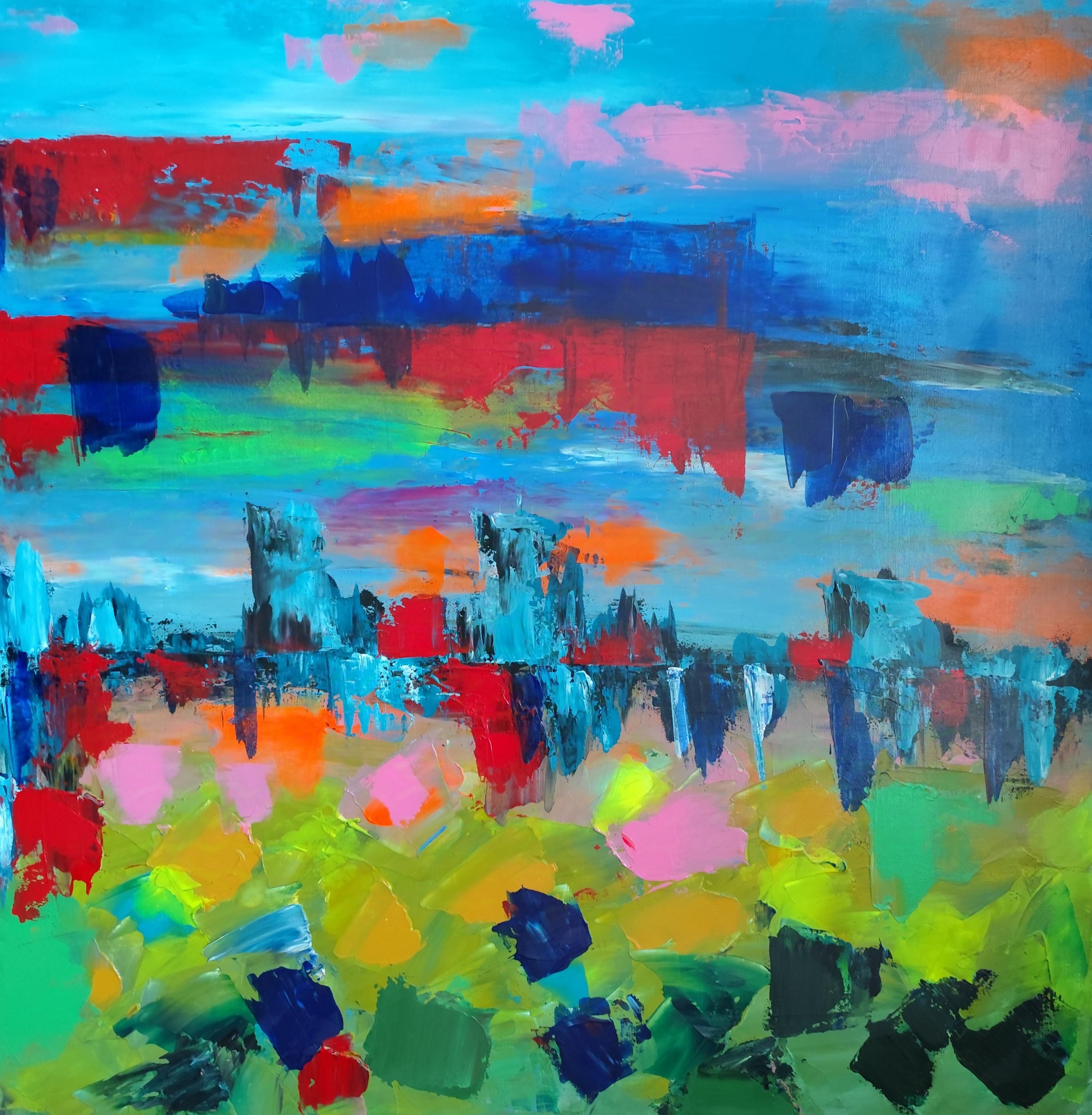 Pittura acrilica contemporanea astratta ed espressiva su tela 