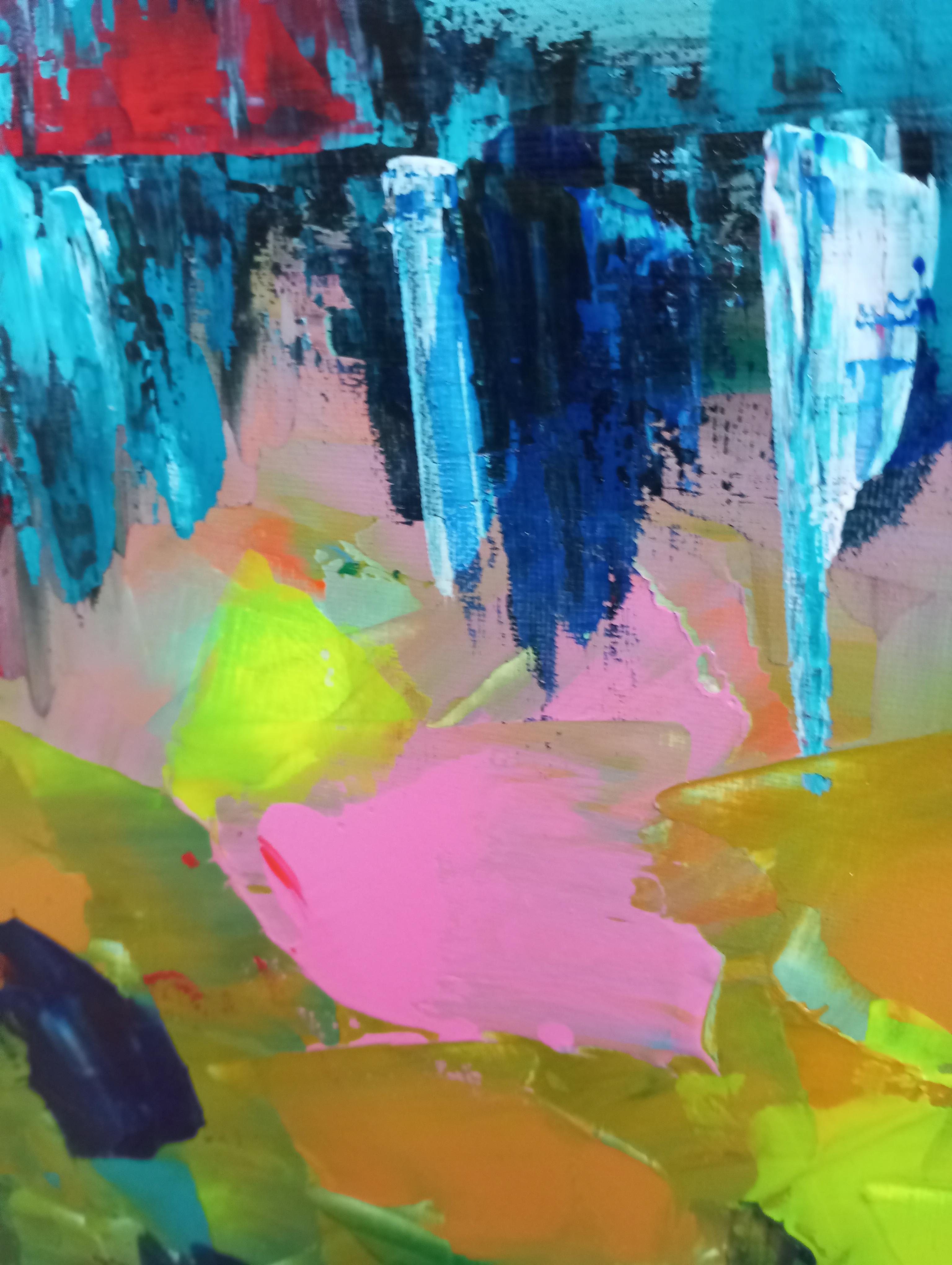 Pittura acrilica contemporanea astratta ed espressiva su tela 