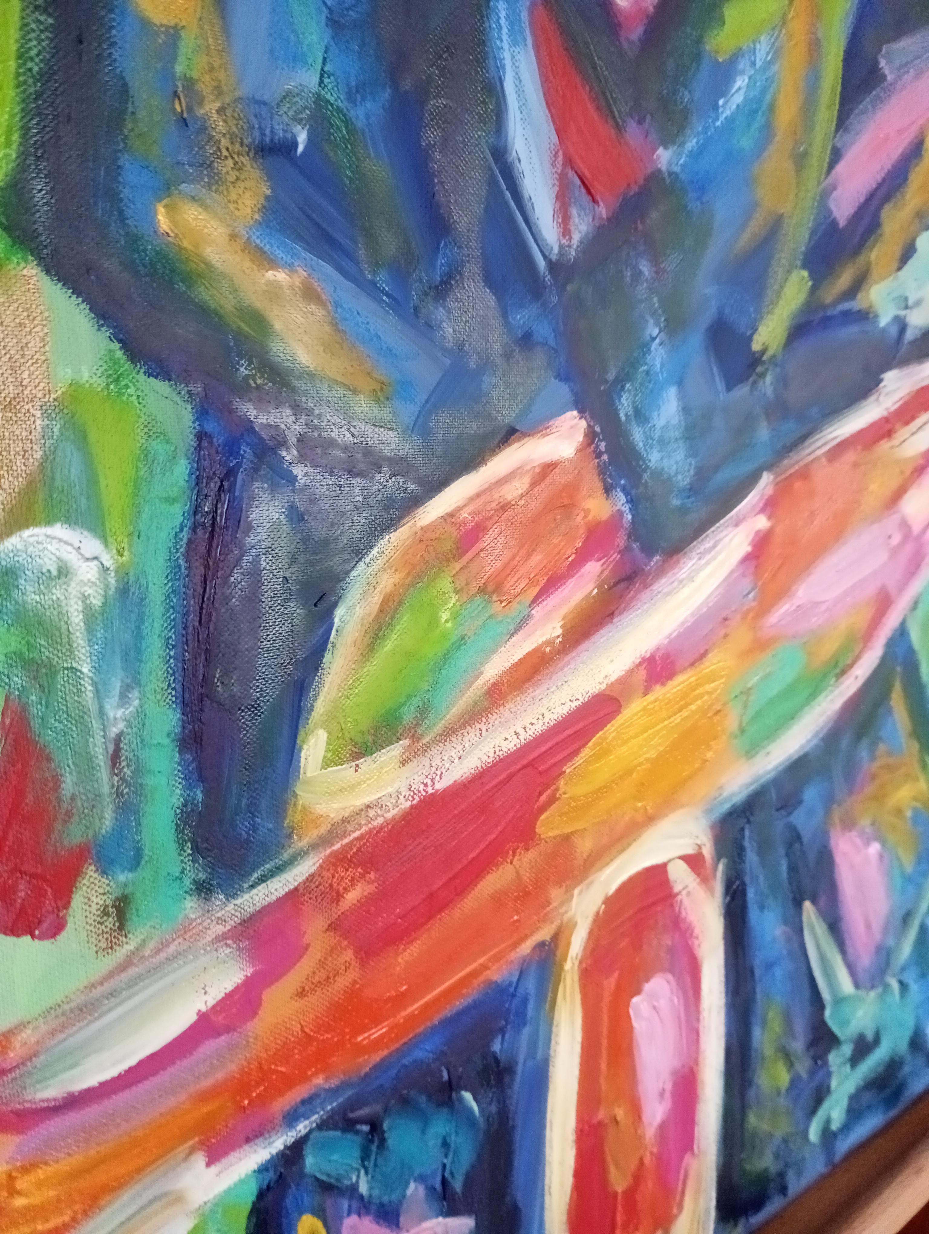 Figuración contemporánea  óleo expresivo abstracto de mujer sobre lienzo en venta 6