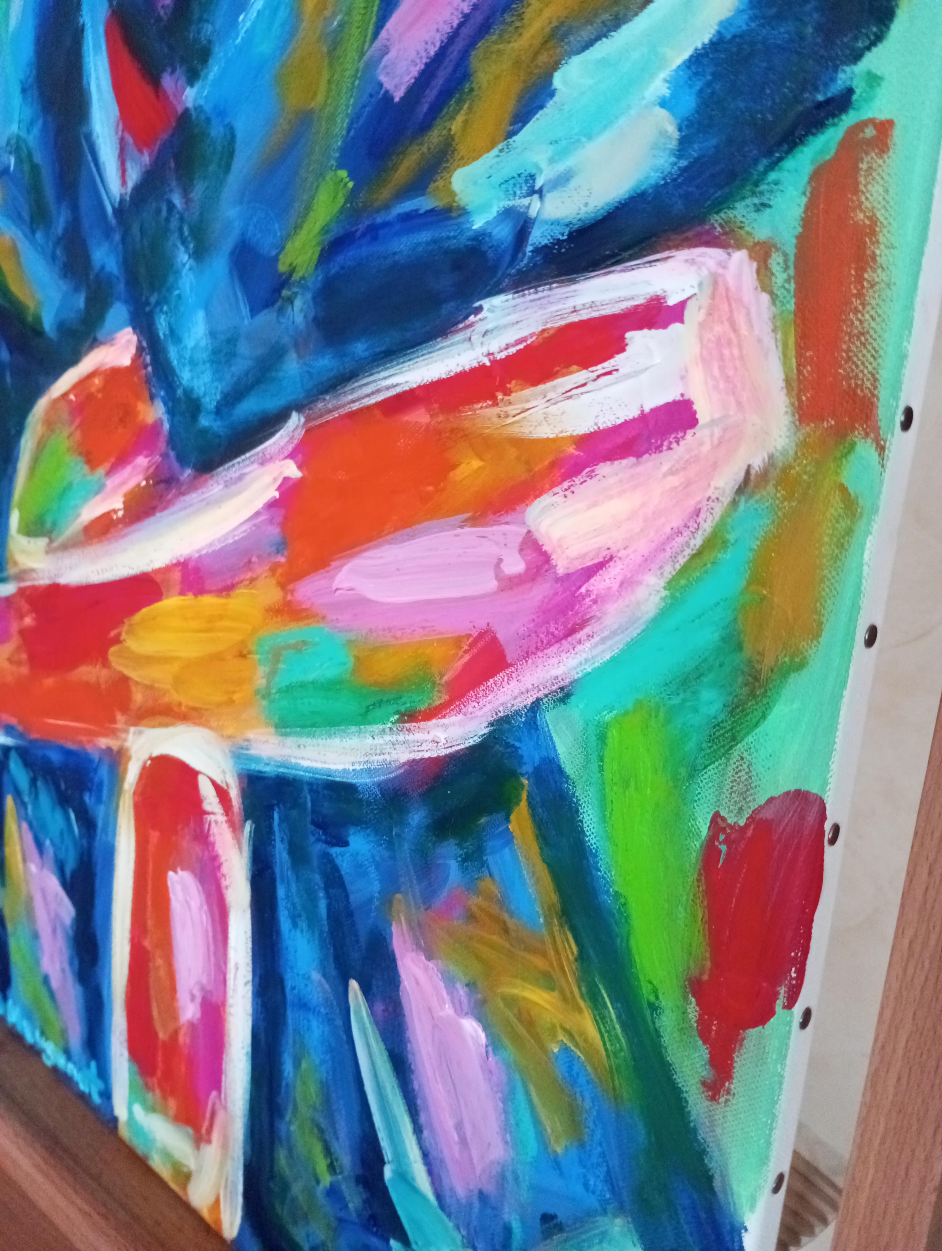 Figuración contemporánea  óleo expresivo abstracto de mujer sobre lienzo en venta 7
