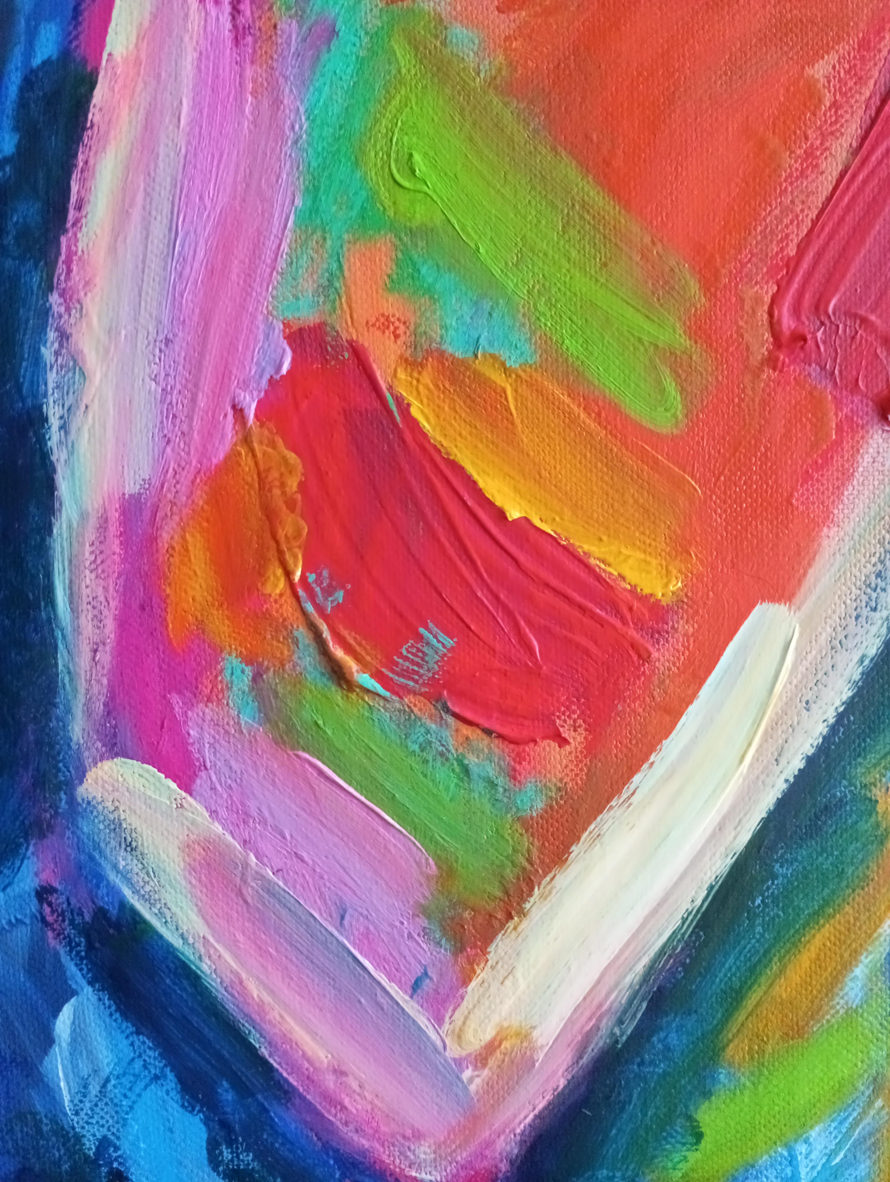 Figuración contemporánea  óleo expresivo abstracto de mujer sobre lienzo en venta 11