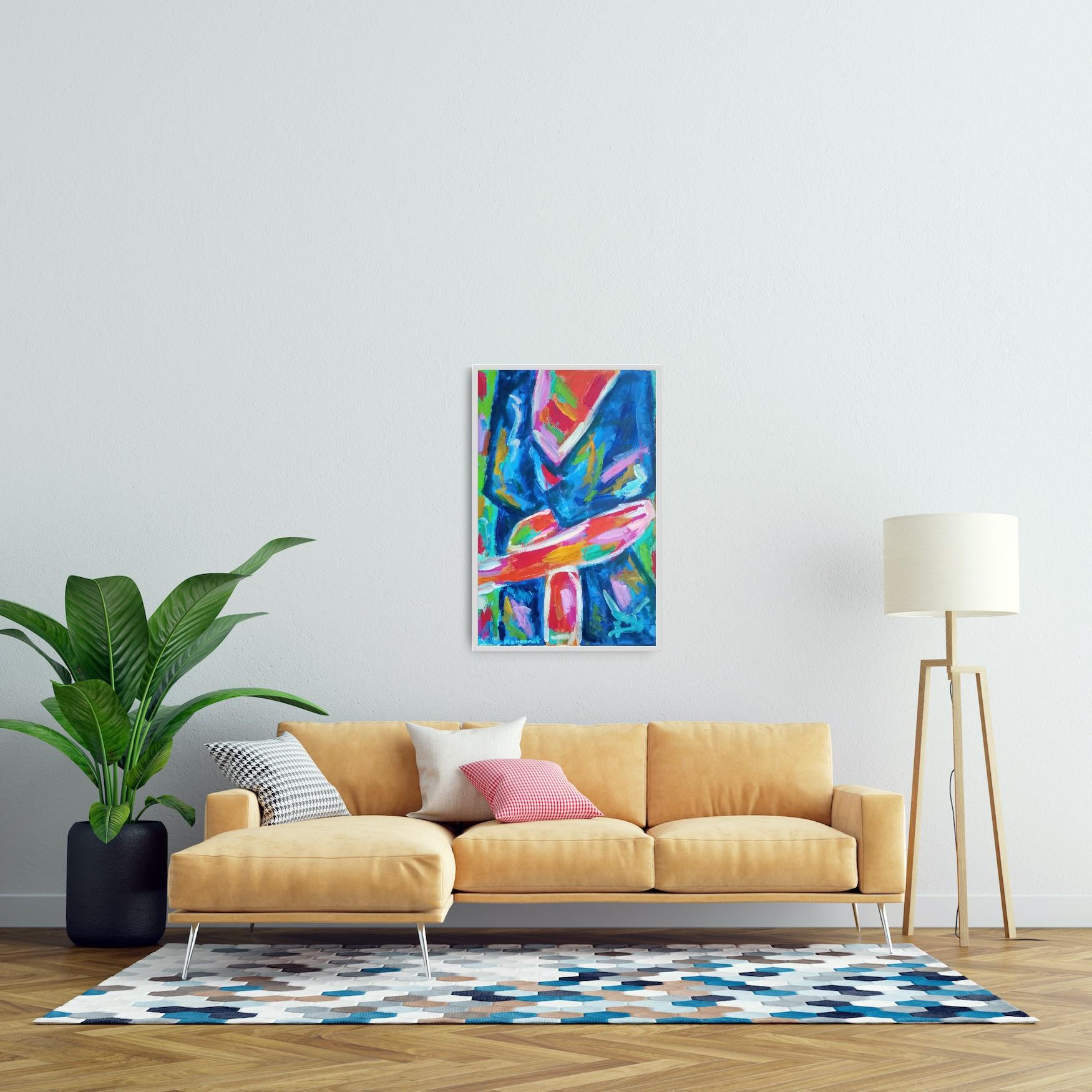 Figuración contemporánea  óleo expresivo abstracto de mujer sobre lienzo en venta 2