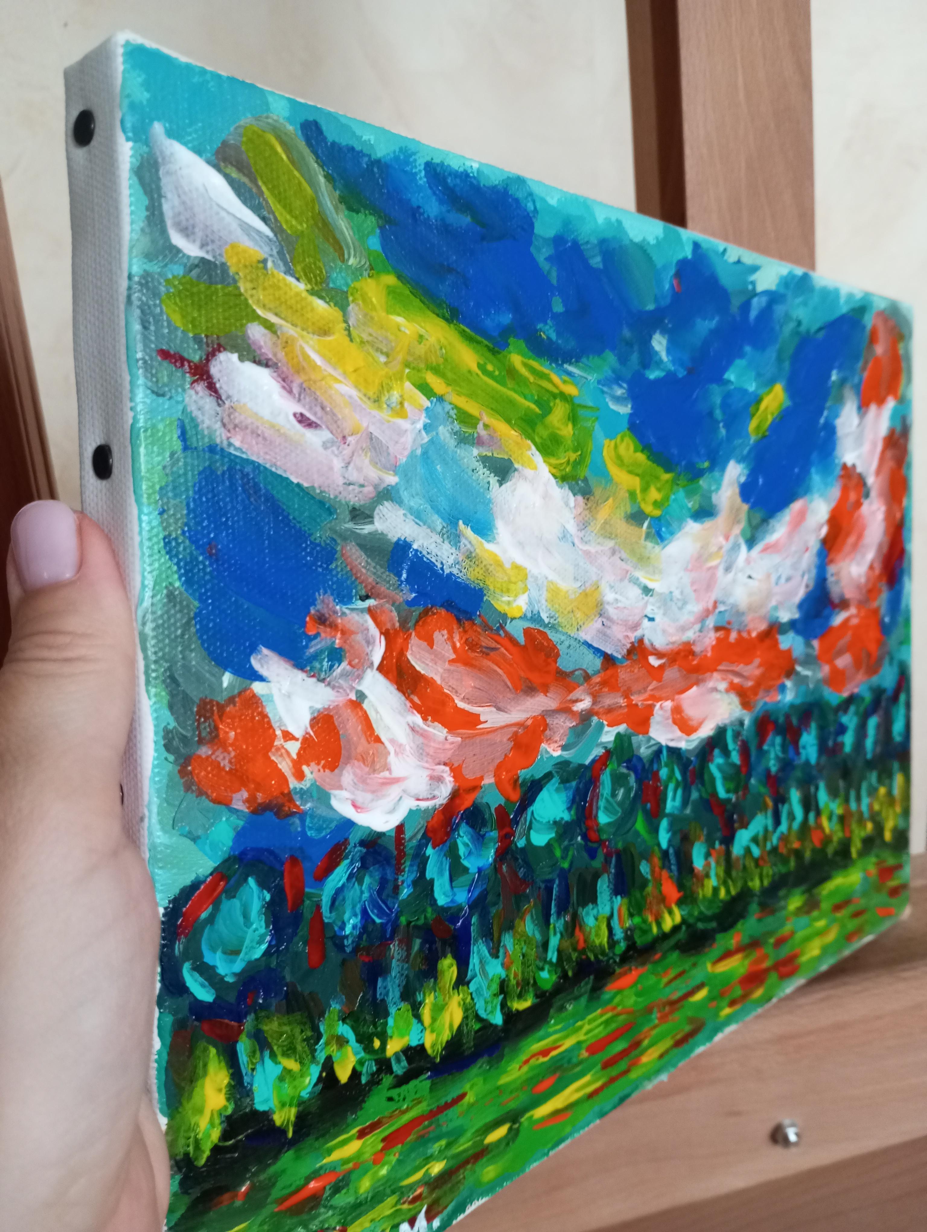 Paysage de nature contemporain, peinture acrylique sur toile ( sud de la France) en vente 5