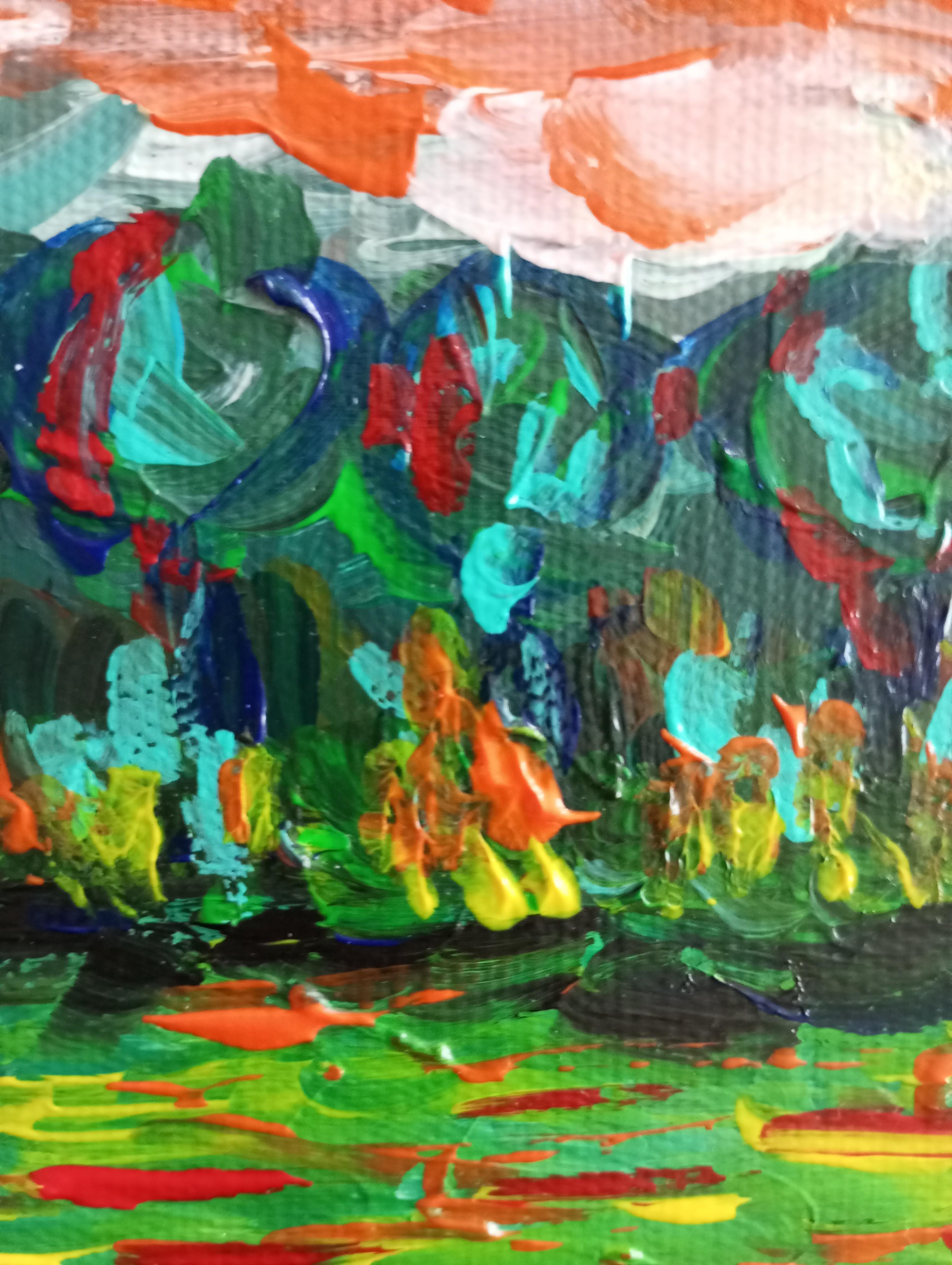 Paysage de nature contemporain, peinture acrylique sur toile ( sud de la France) en vente 11