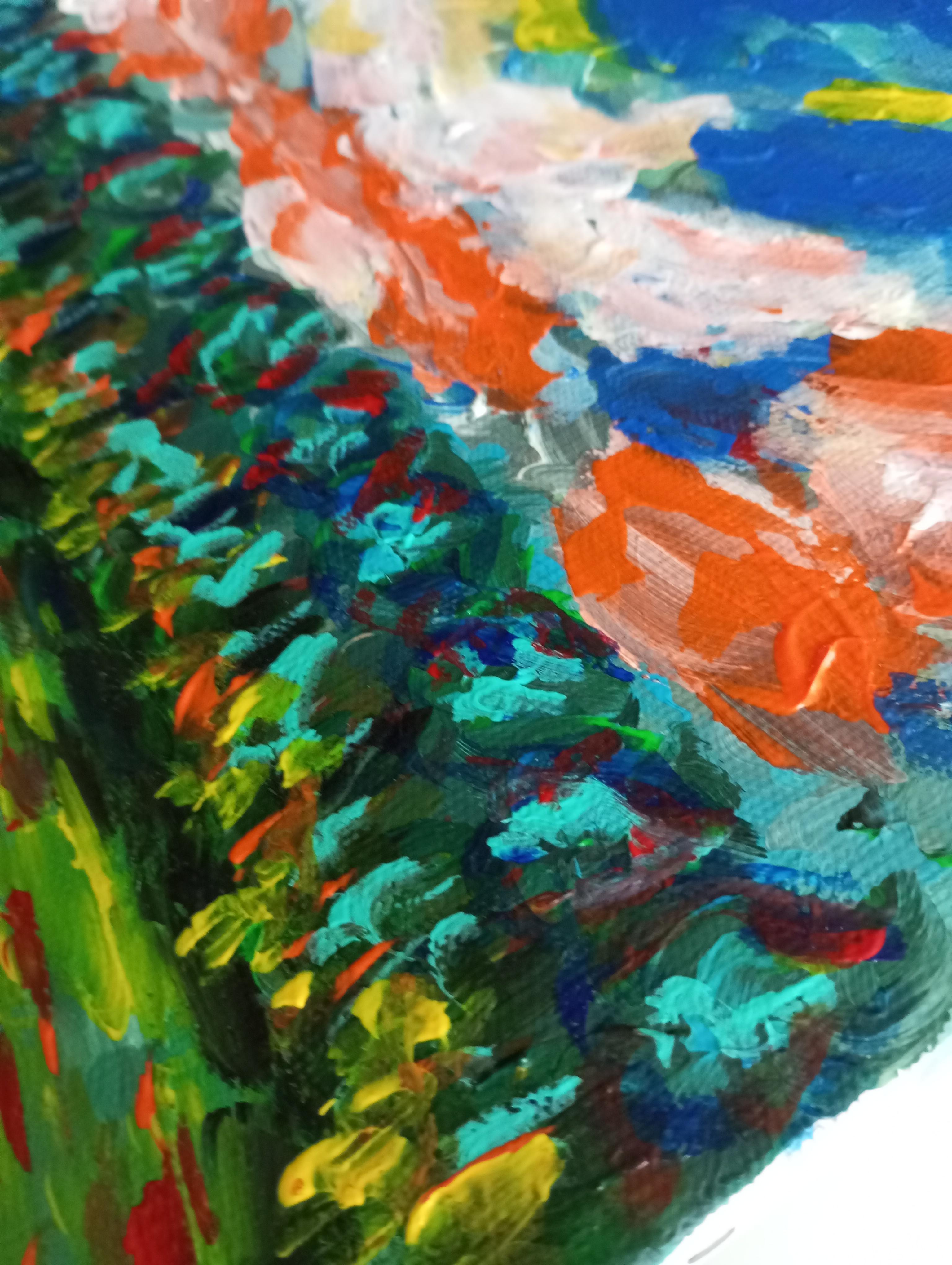 Paysage de nature contemporain, peinture acrylique sur toile ( sud de la France) en vente 14