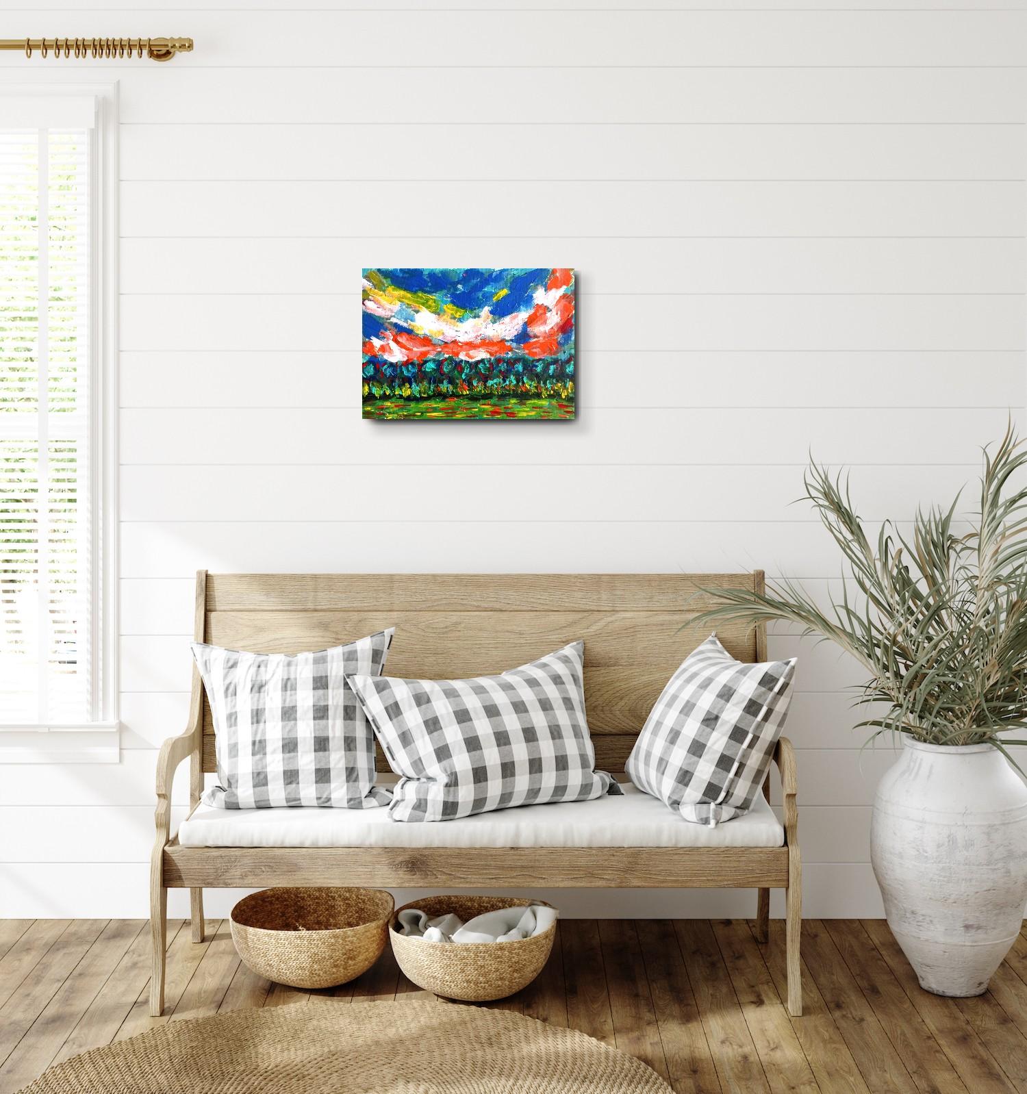 Paysage de nature contemporain, peinture acrylique sur toile ( sud de la France) - Painting de Natalya Mougenot 