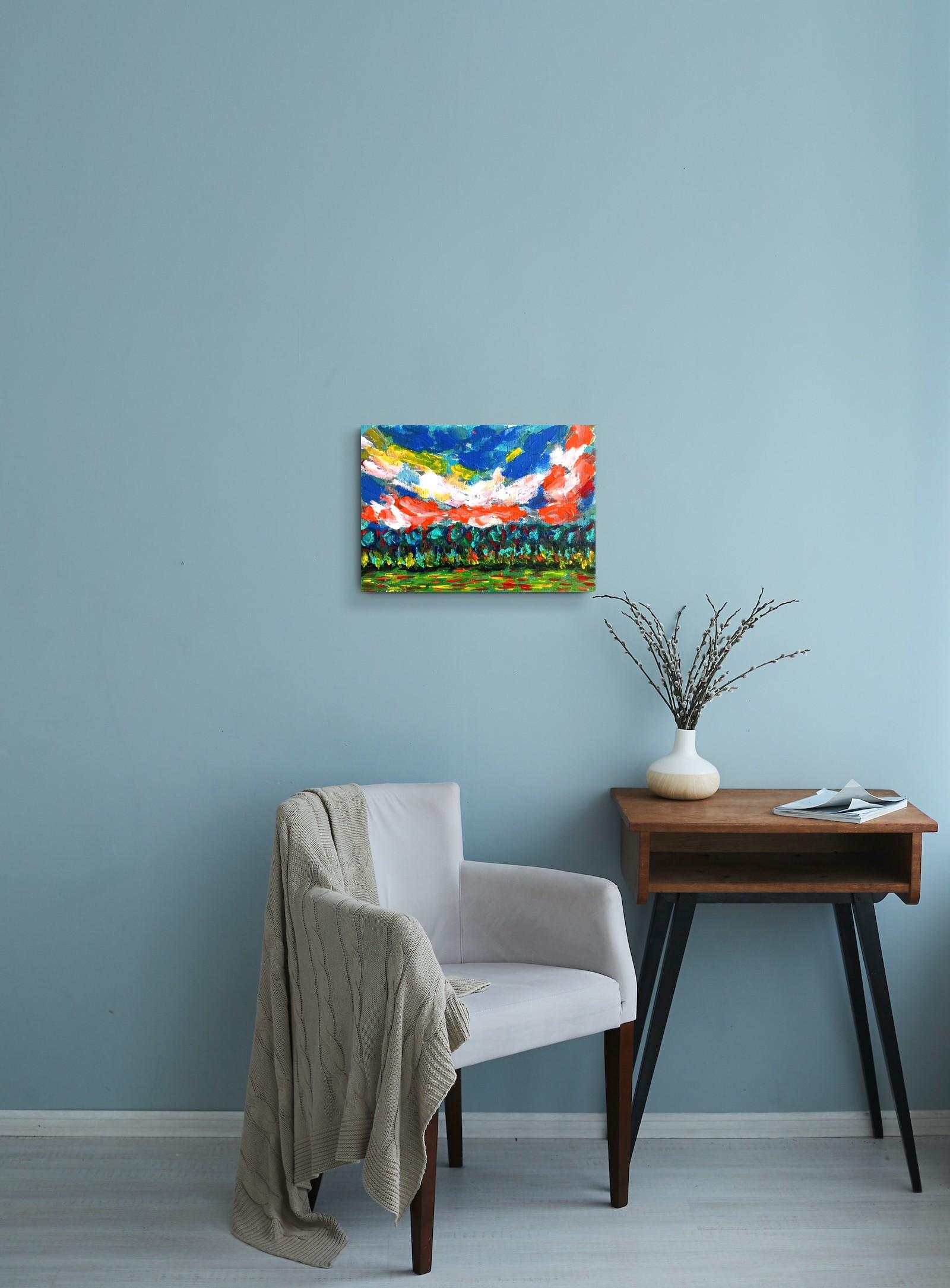 Paysage de nature contemporain, peinture acrylique sur toile ( sud de la France) - Contemporain Painting par Natalya Mougenot 