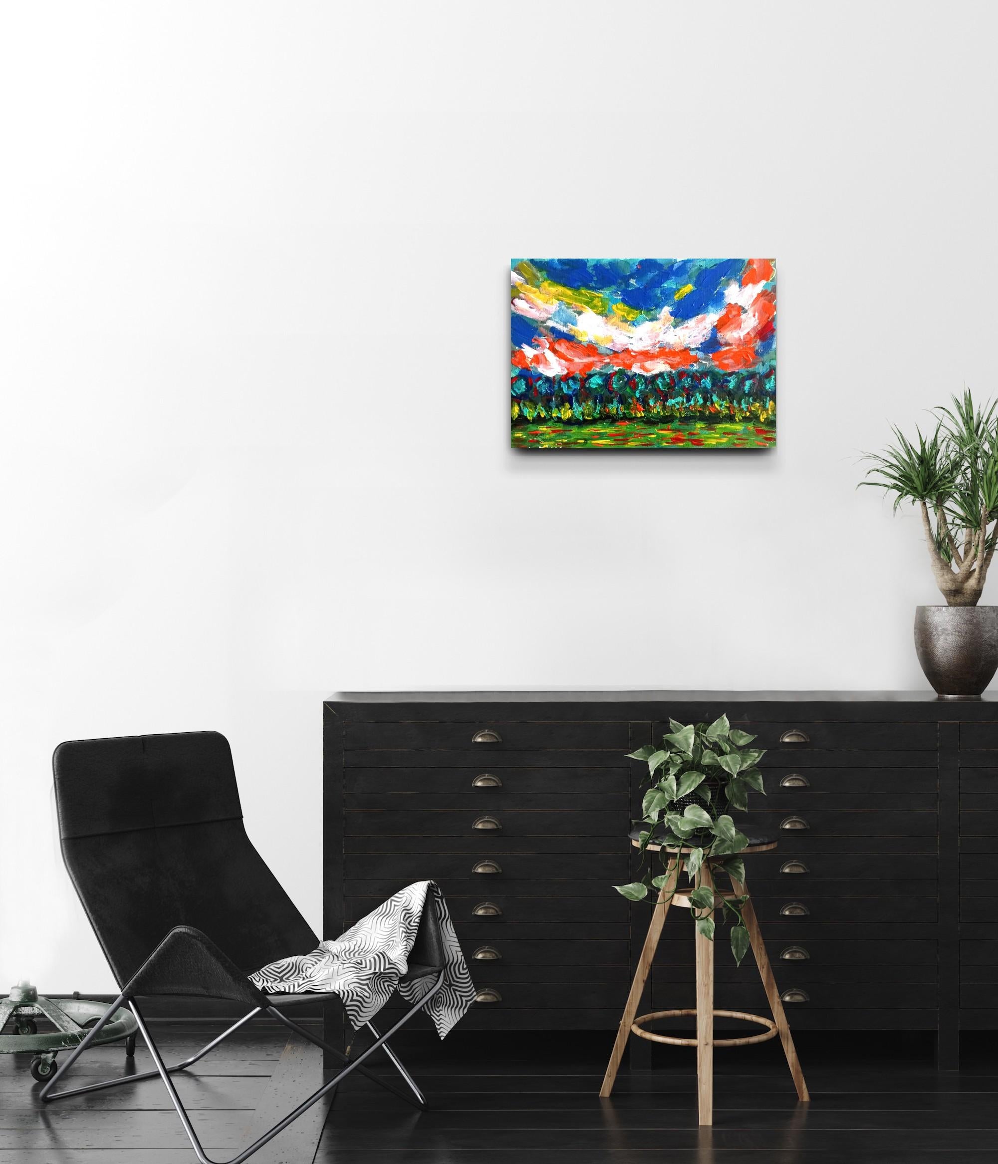 Paysage de nature contemporain, peinture acrylique sur toile ( sud de la France) en vente 1