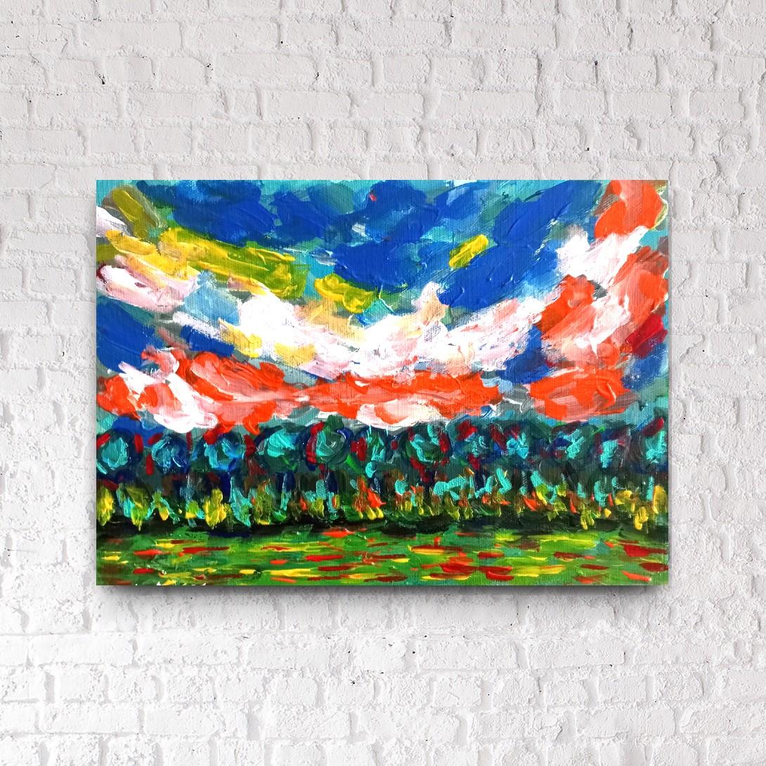 Paysage de nature contemporain, peinture acrylique sur toile ( sud de la France) en vente 3