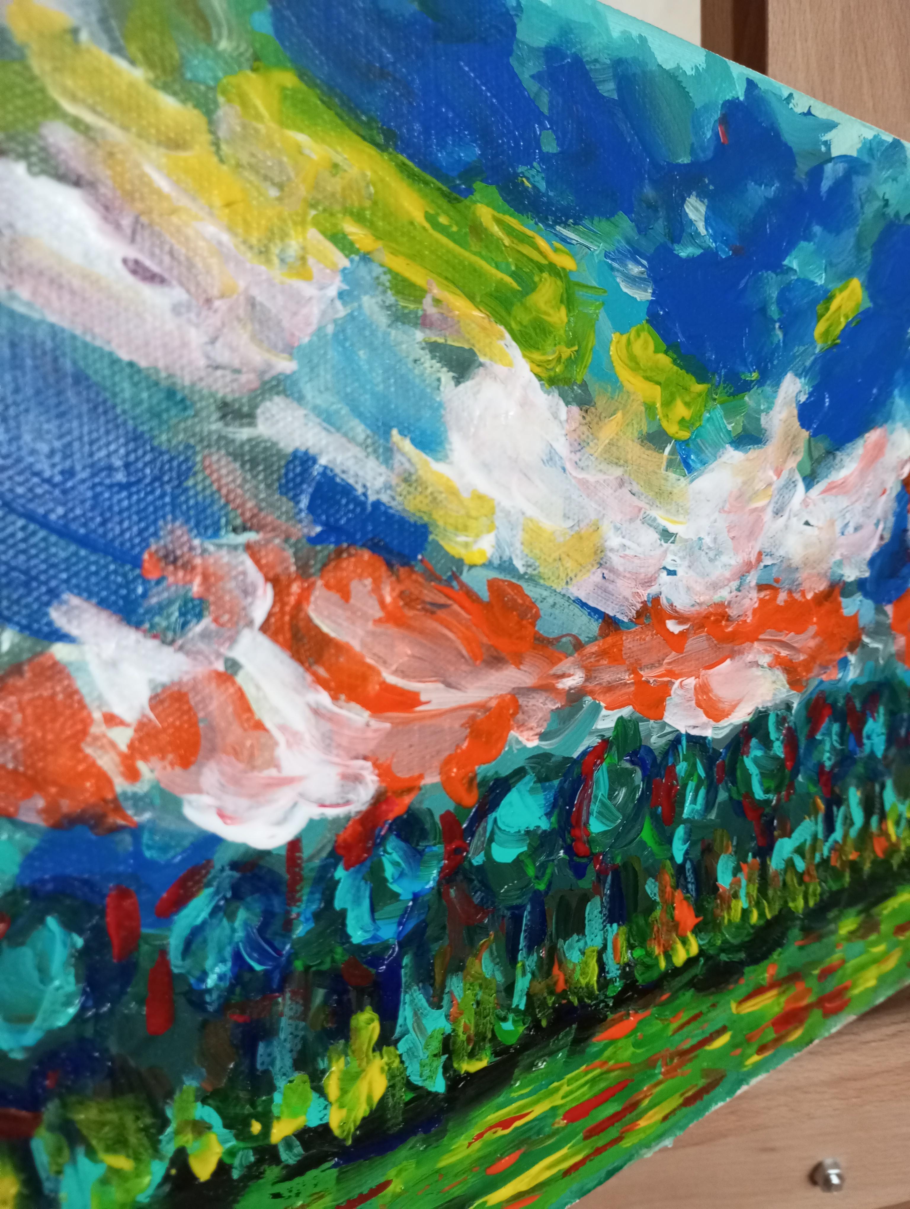 Paysage de nature contemporain, peinture acrylique sur toile ( sud de la France) en vente 4