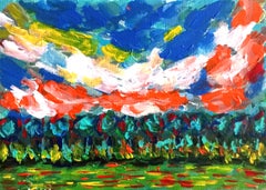 Paisaje de naturaleza contemporáneo pintura acrílica sobre lienzo ( sur de Francia)