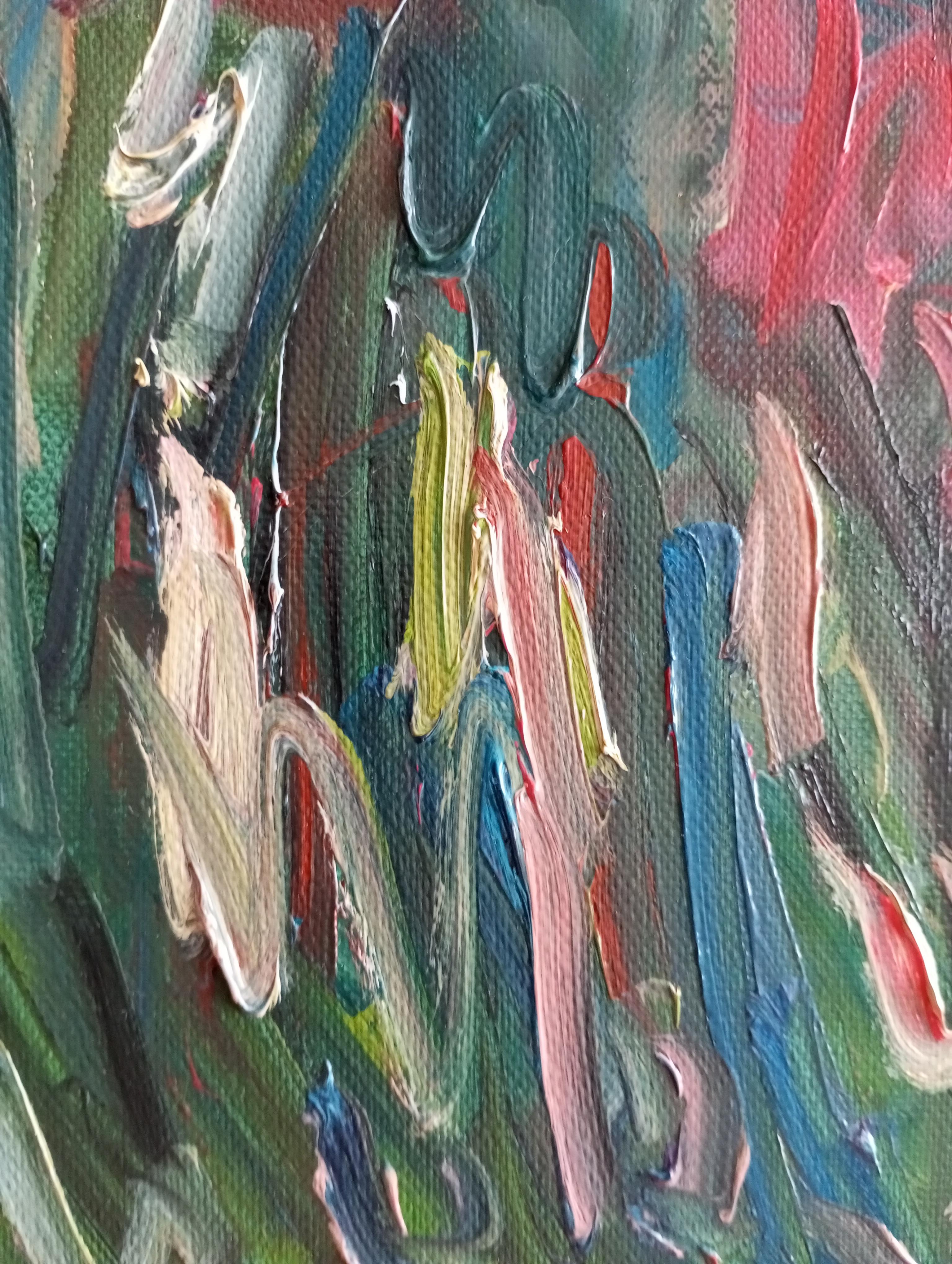 Pintura viva floral impresionista abstracta sobre lienzo 
