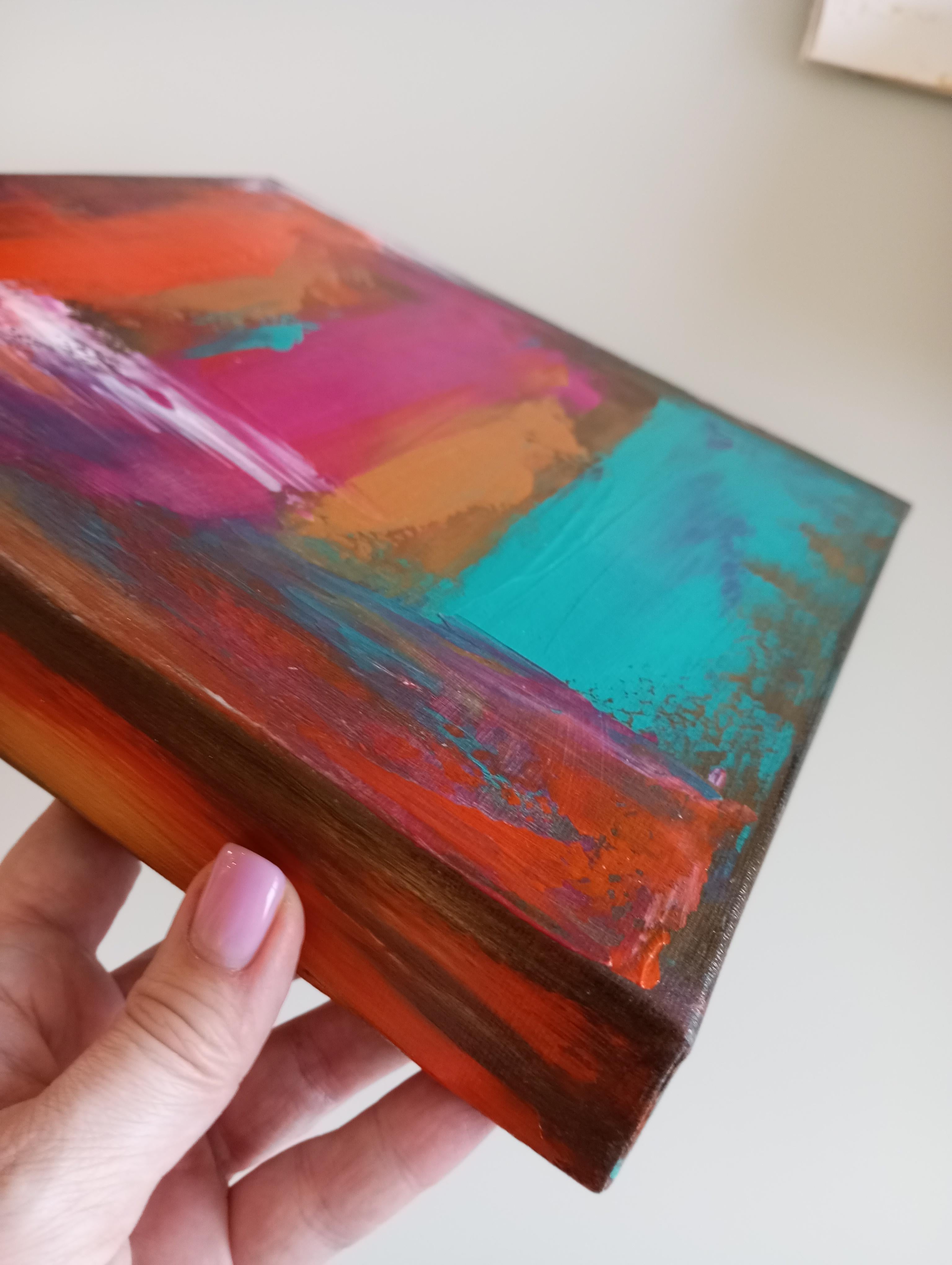 Contemporary abstract expressive acrylic painting on canvas ready to hang For Sale 8