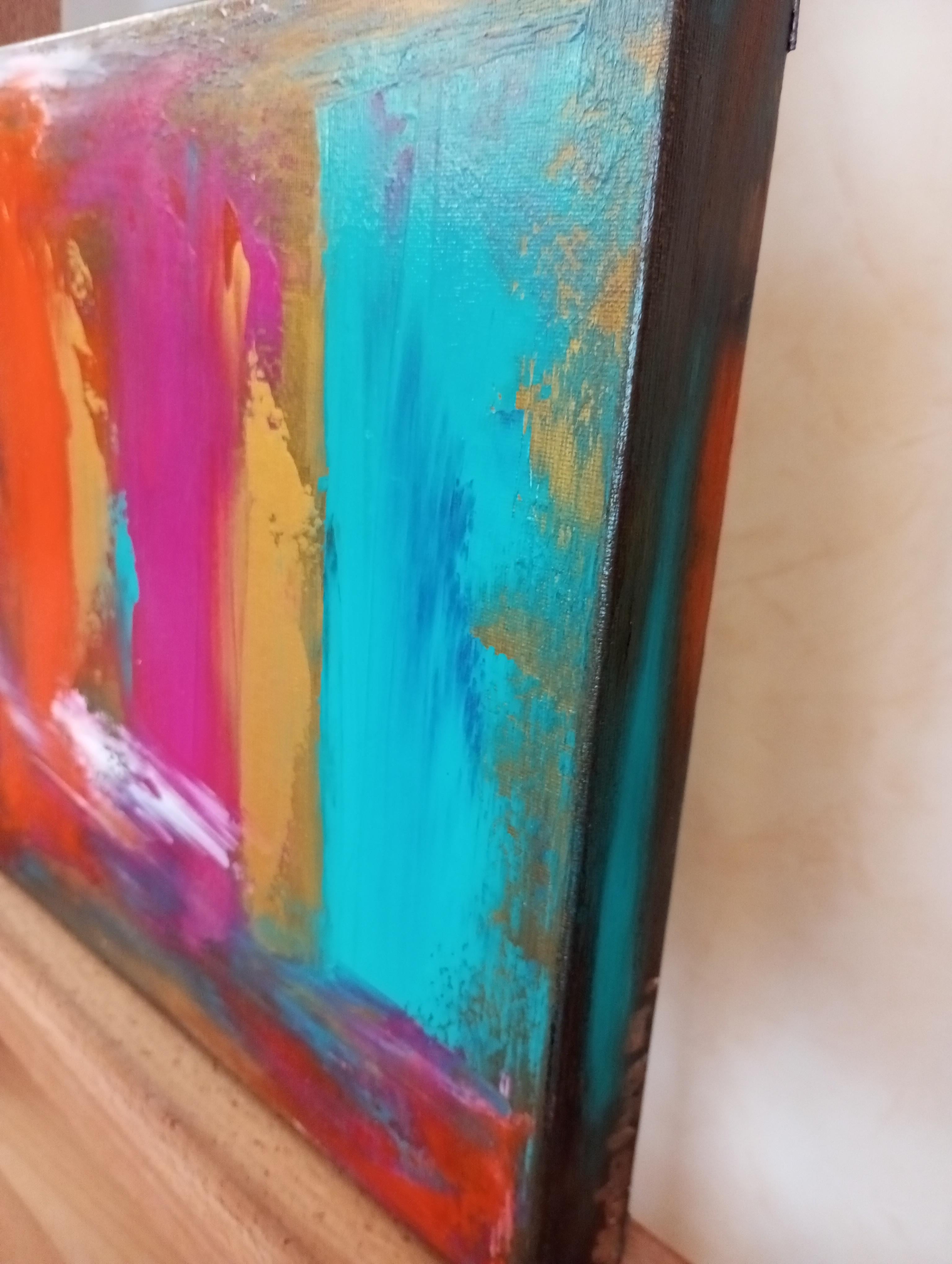 Contemporary abstract expressive acrylic painting on canvas ready to hang For Sale 4