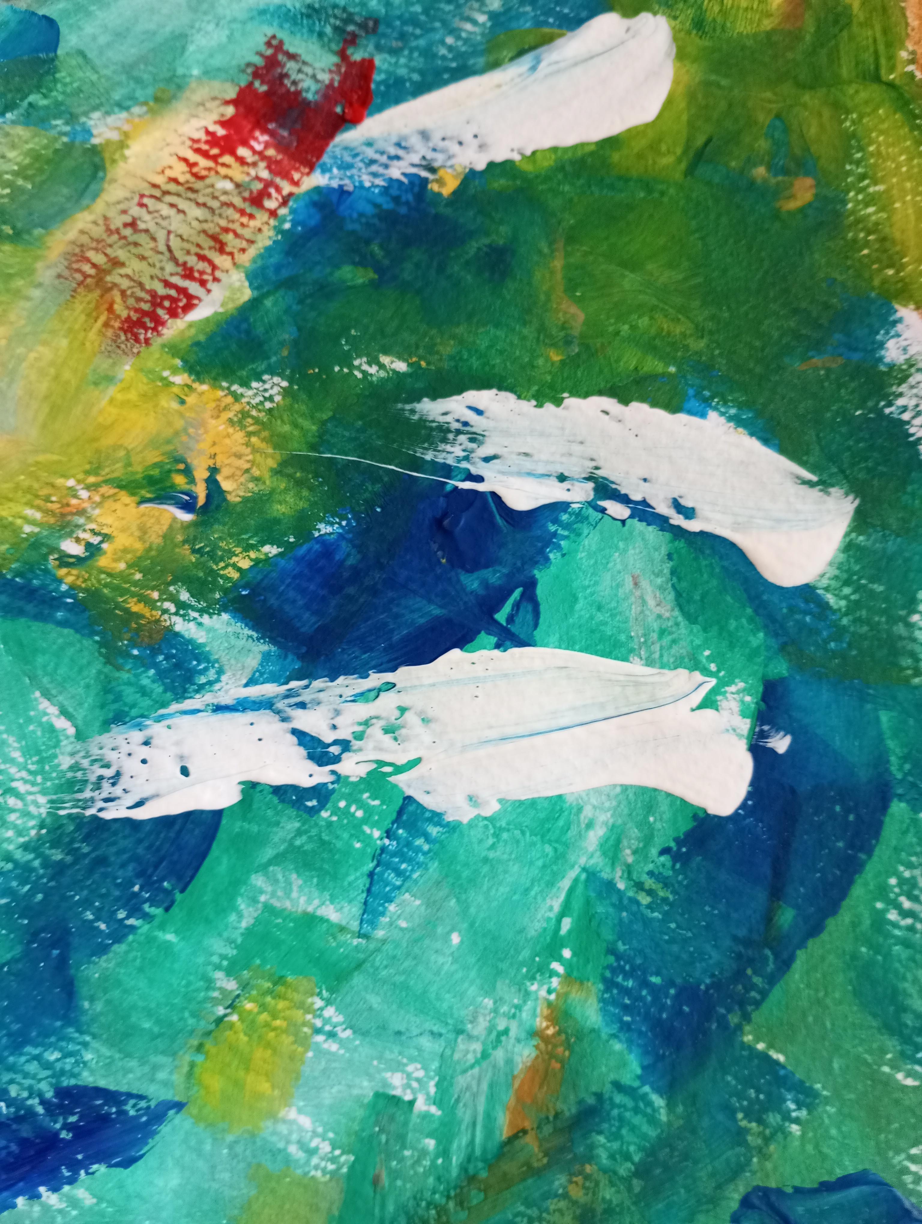Pittura acrilica originale contemporanea su carta, espressiva e vibrante 1