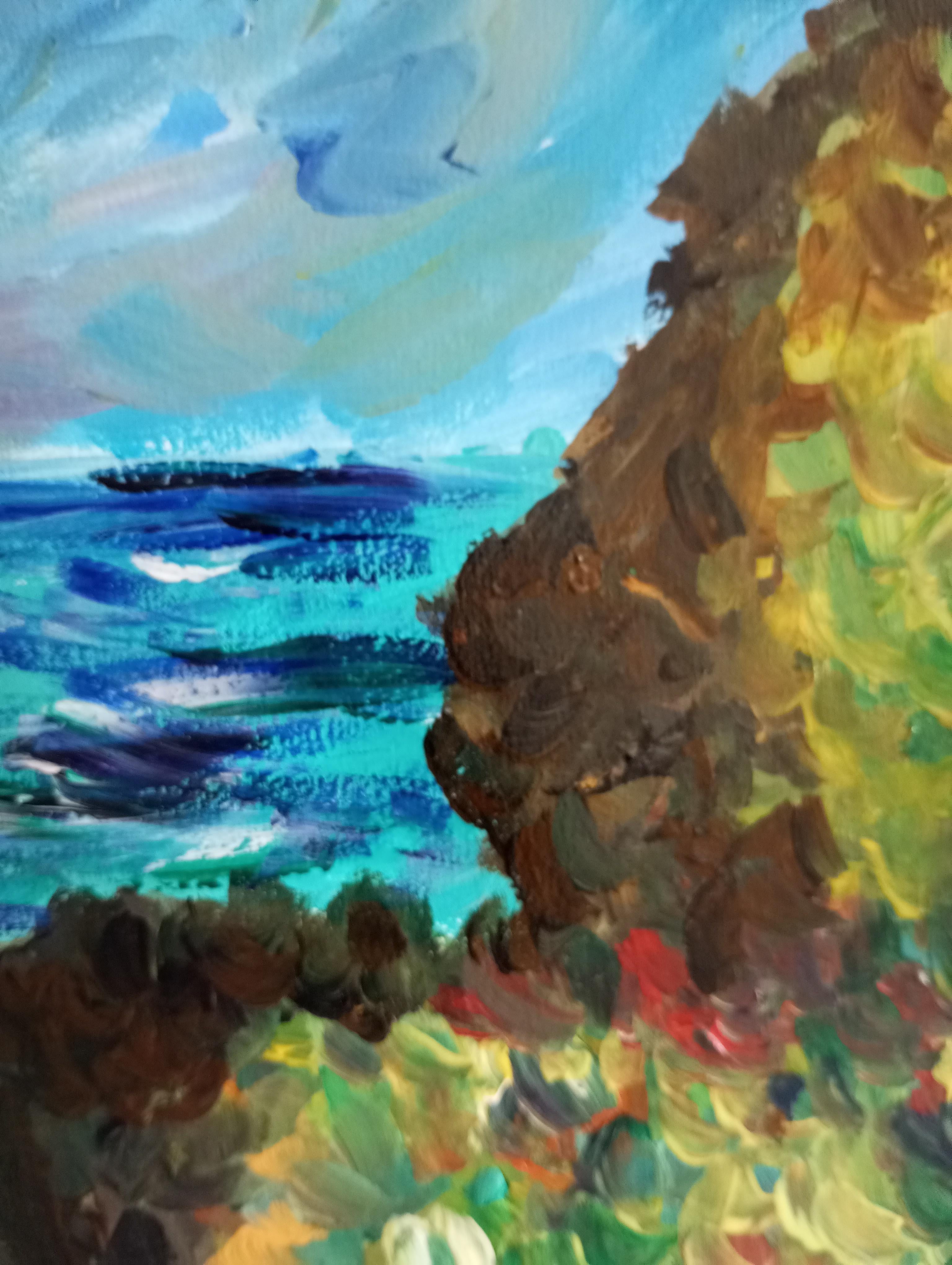 « falaise de mer » (peinture de côte balnéaire inspirée par Claude Monet) en vente 9