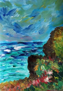 "Sea cliff" ( Seaside coast painting inspired by Claude Monet)