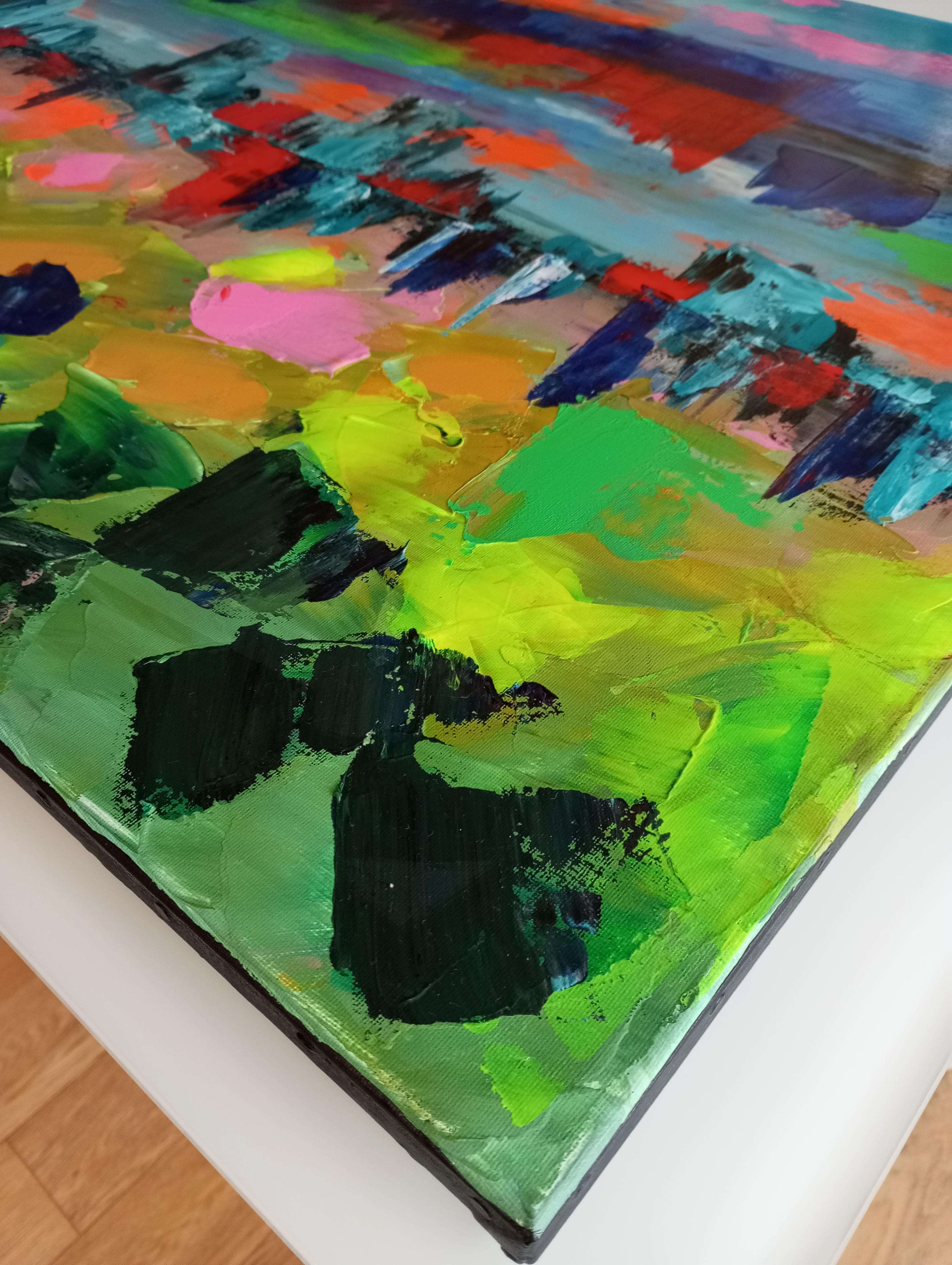 Pittura acrilica contemporanea astratta ed espressiva su tela 