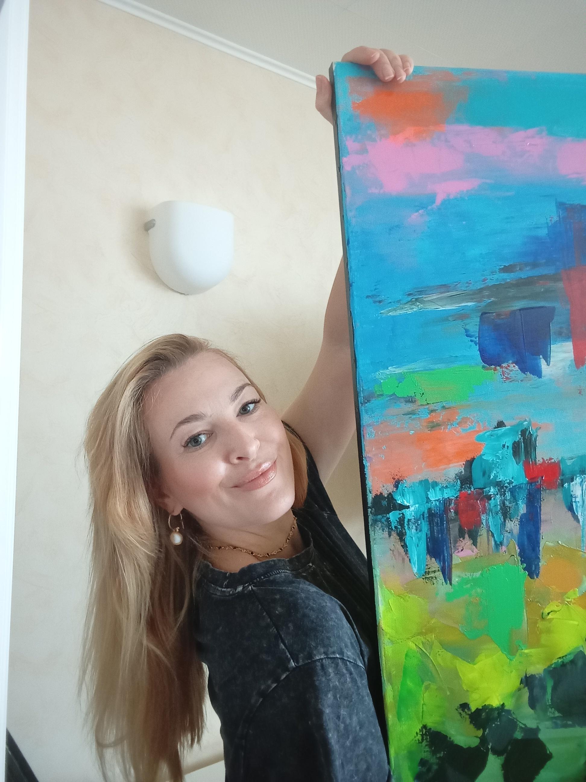 Pittura acrilica contemporanea astratta ed espressiva su tela 
