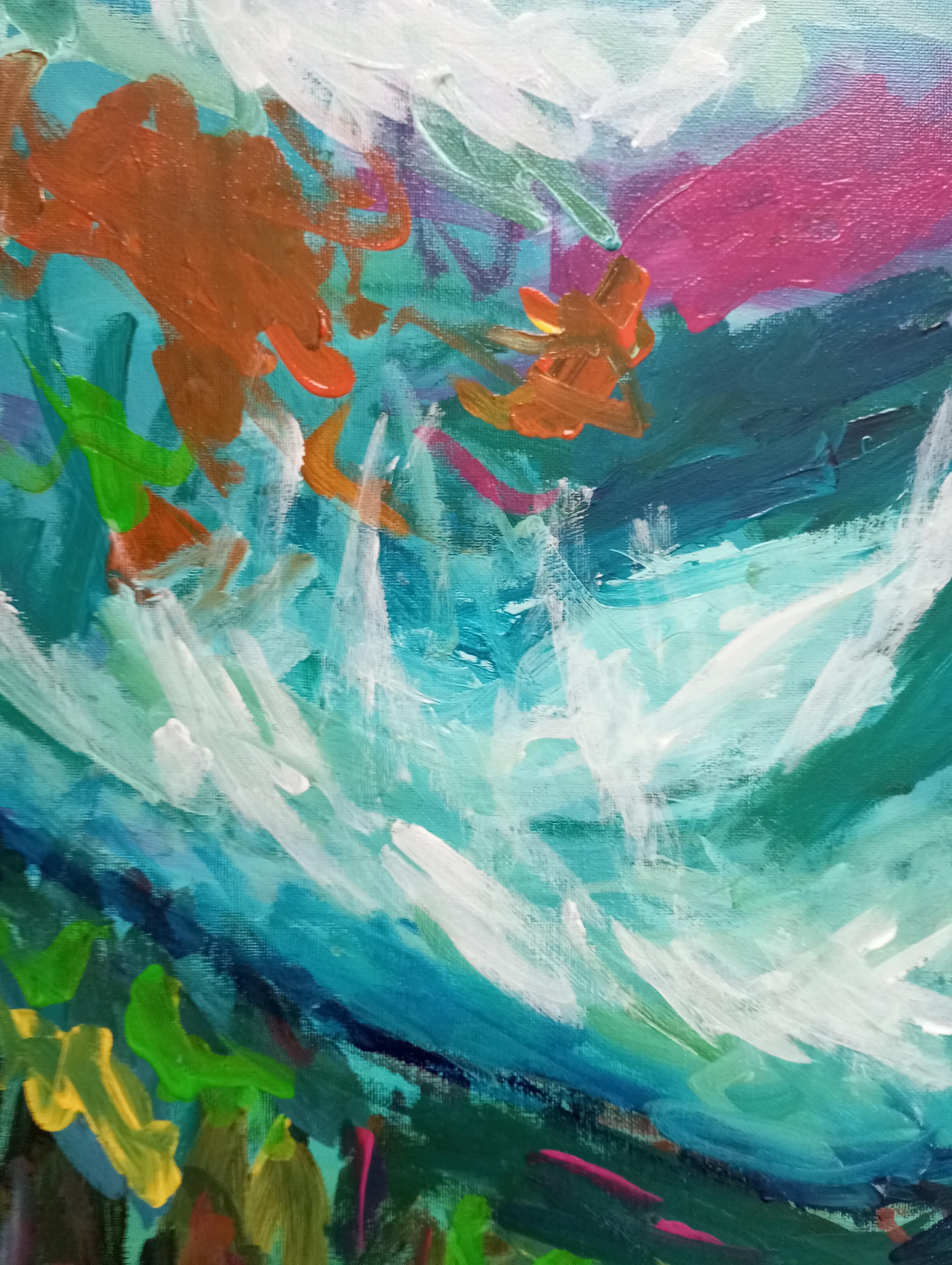 Peinture impressionniste abstraite contemporaine de paysage 