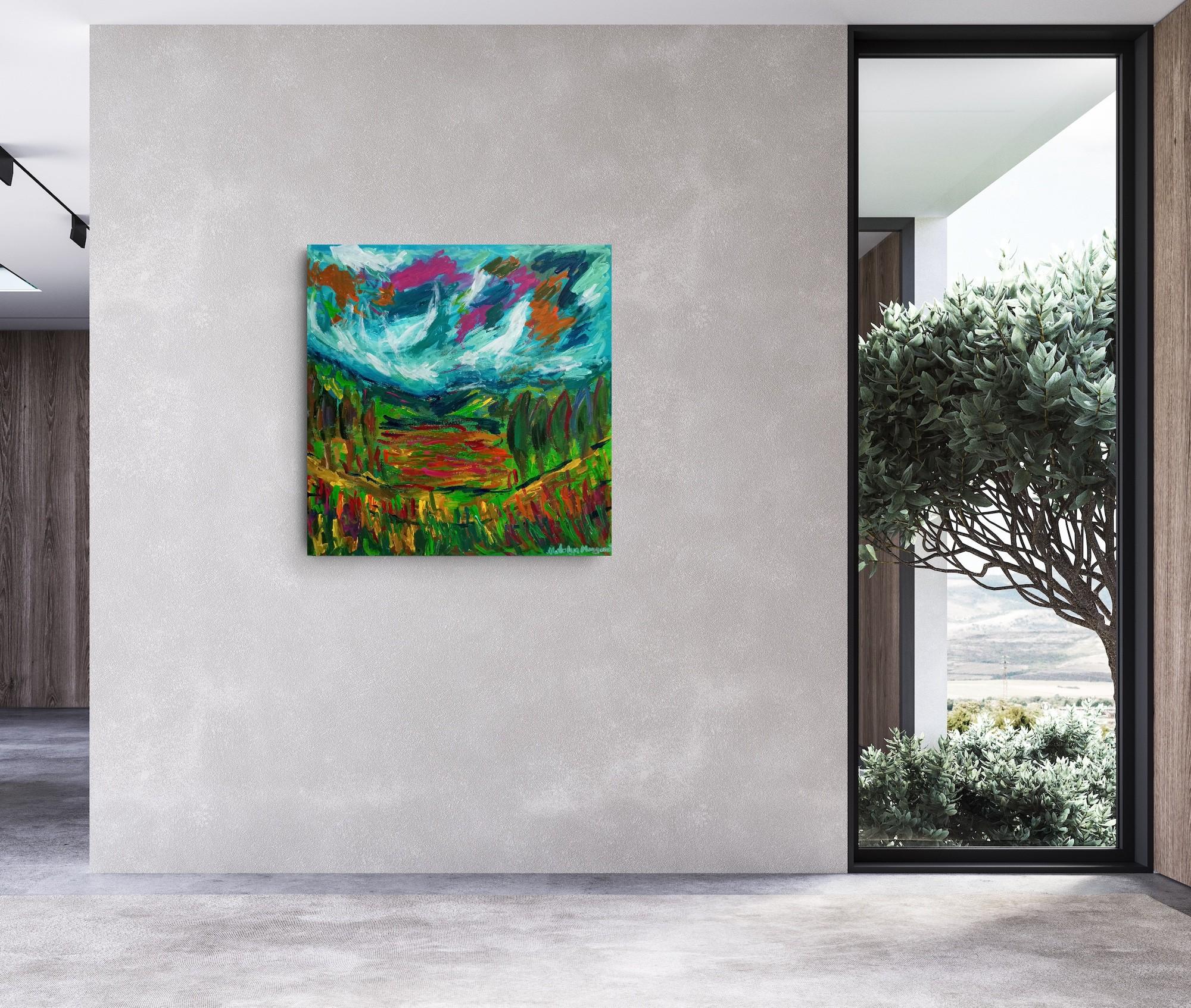 Peinture impressionniste abstraite contemporaine de paysage 