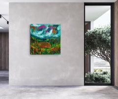 Contemporary abstract impressionist landscape  nature painting"Vibrant nature"