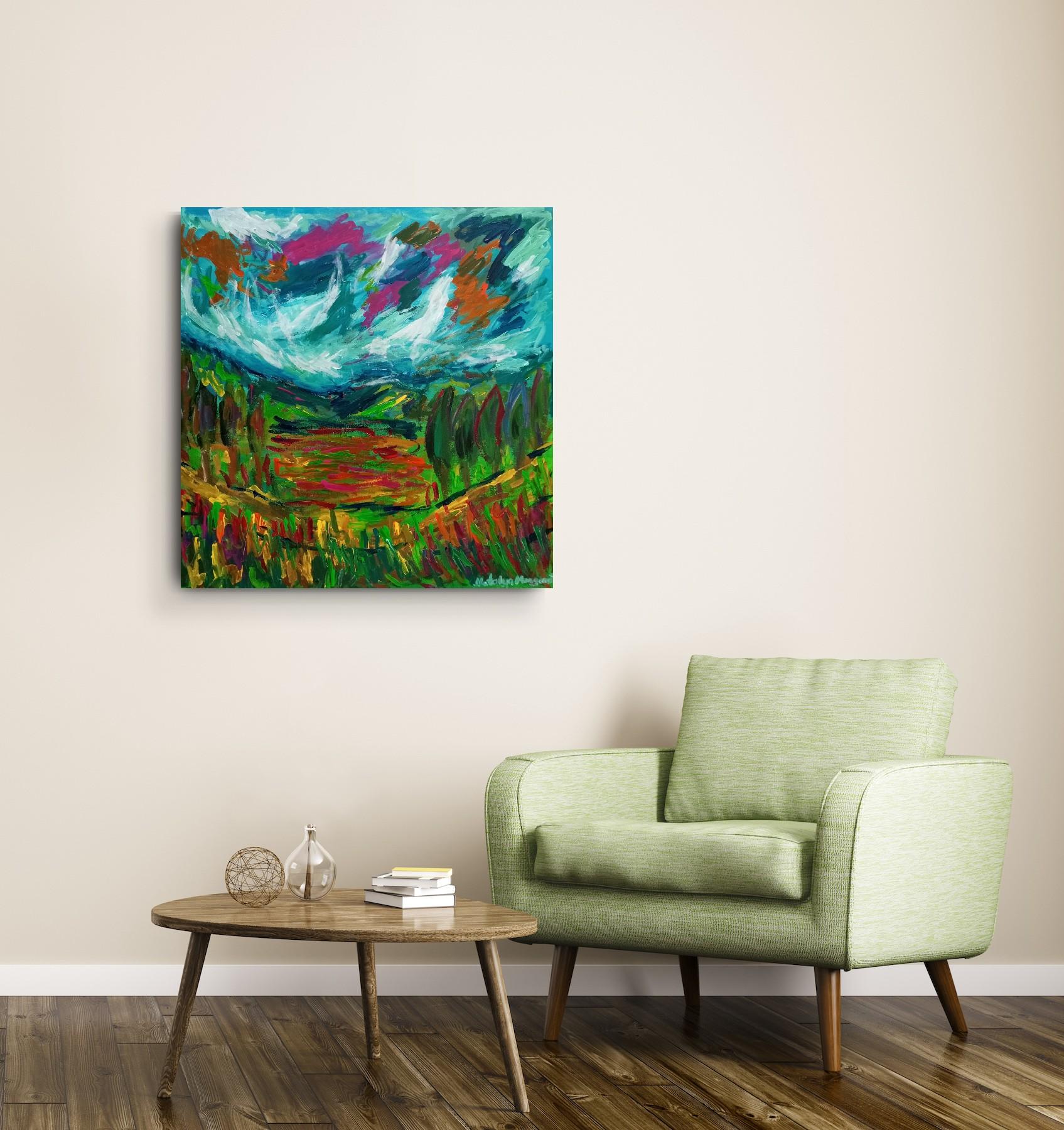 Peinture impressionniste abstraite contemporaine de paysage 