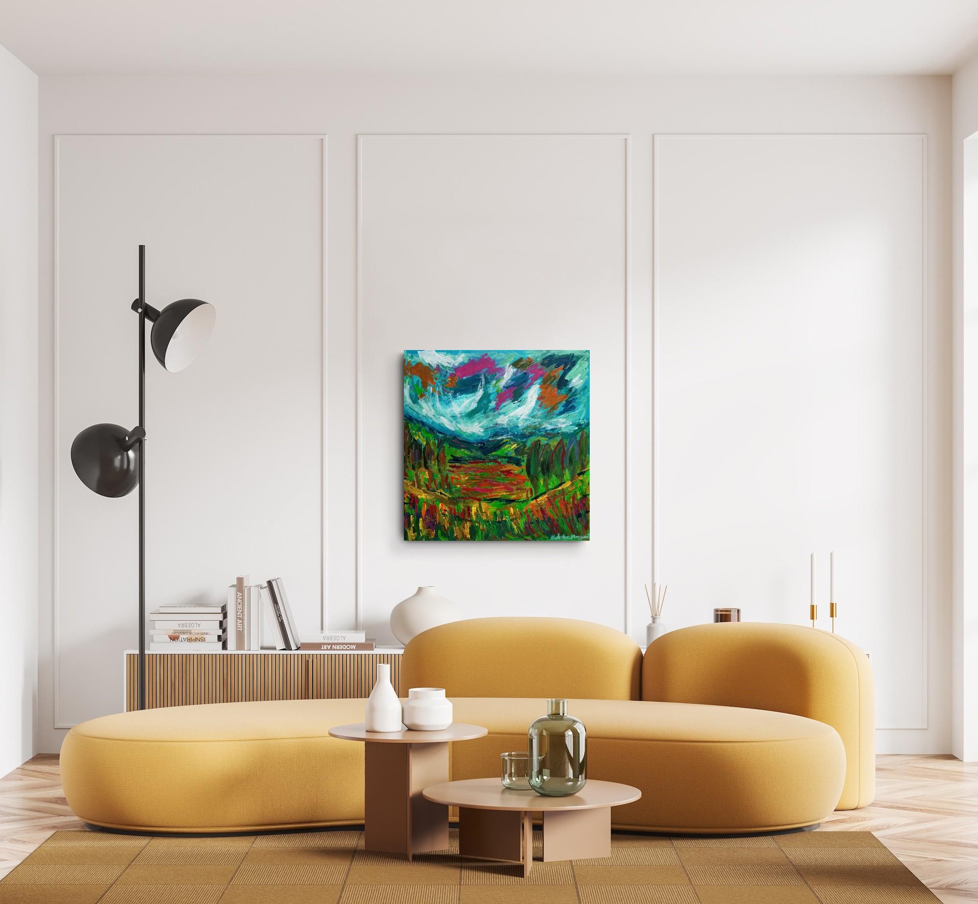 Peinture impressionniste abstraite contemporaine de paysage 