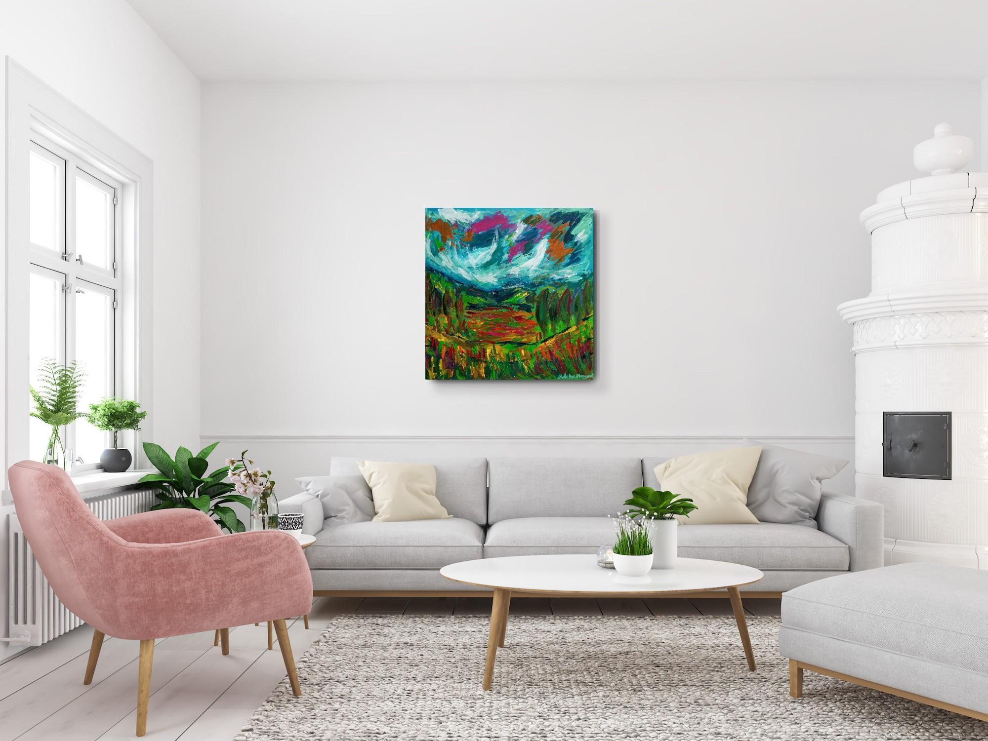 Peinture impressionniste abstraite contemporaine de paysage 