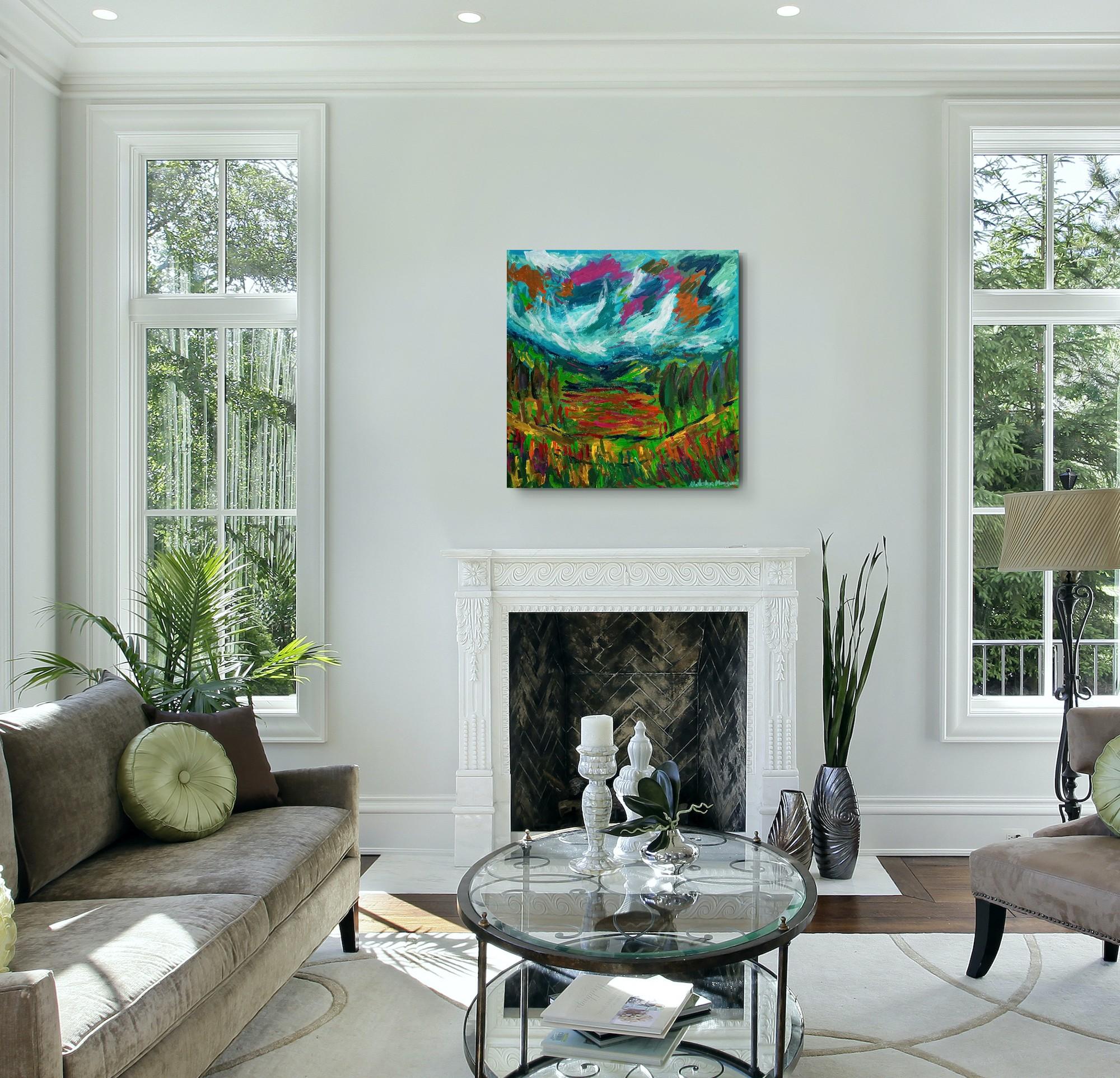 Peinture impressionniste abstraite contemporaine de paysage 