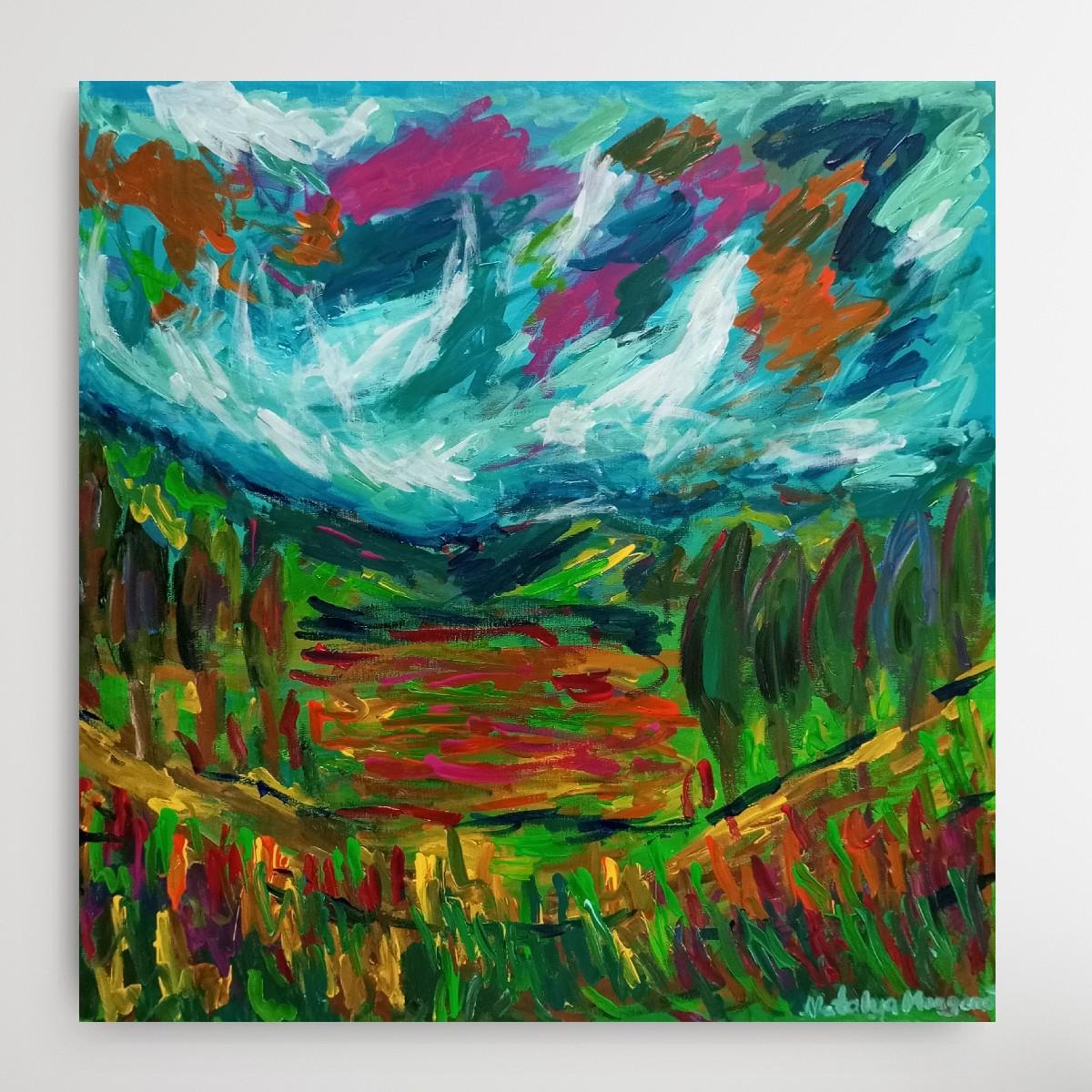 Peinture impressionniste abstraite contemporaine de paysage 