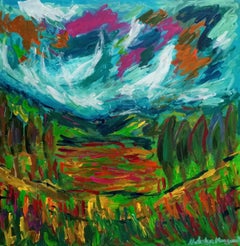Pintura impresionista abstracta contemporánea de paisaje "Naturaleza vibrante"
