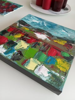 Zeitgenössische abstrakte farbenfrohe ausdrucksstarke Acrylmalerei auf Leinwand "Escape"