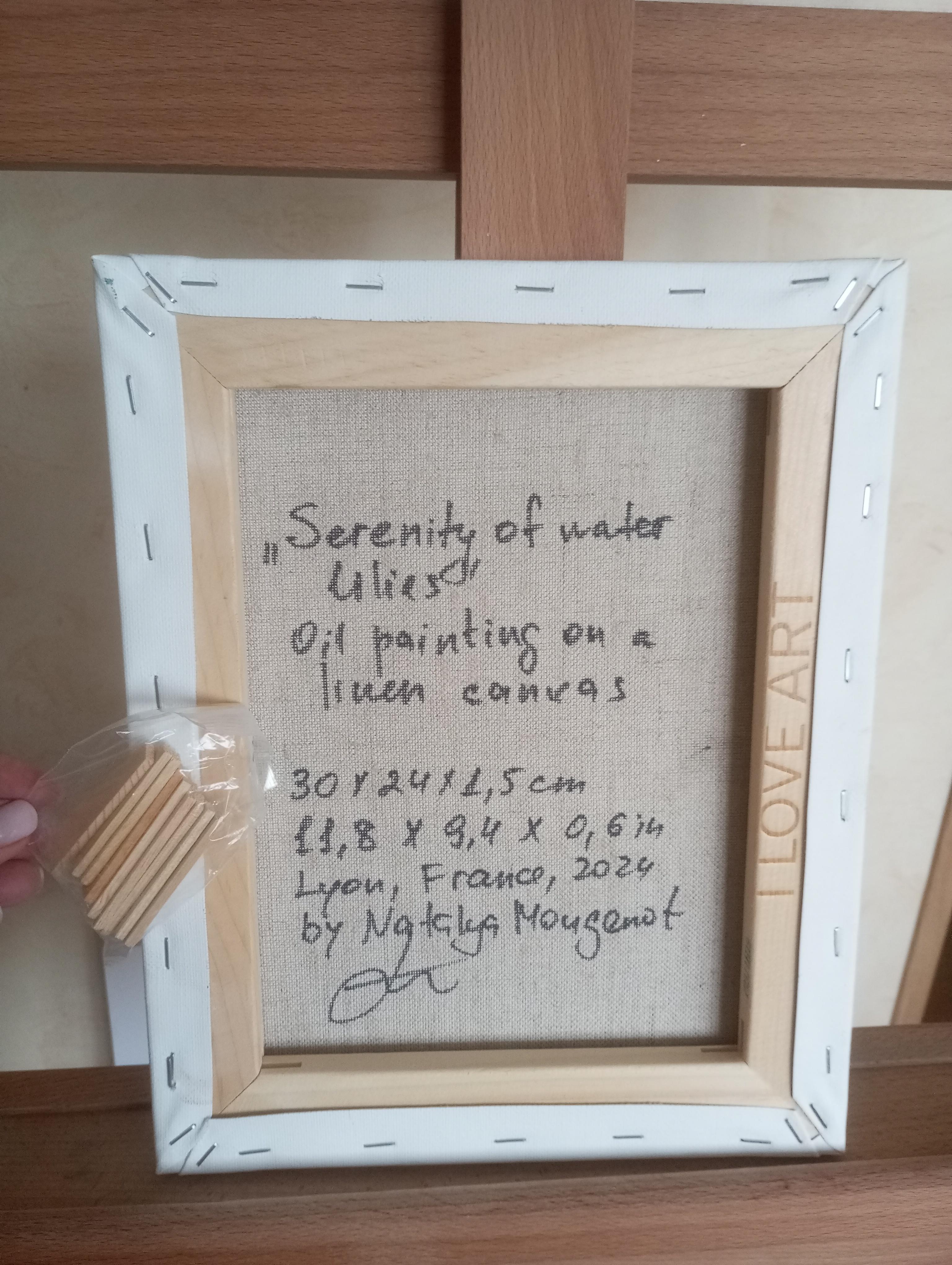 Zeitgenössisches impressionistisches Ölgemälde von Seerosen auf Leinwand im Angebot 8