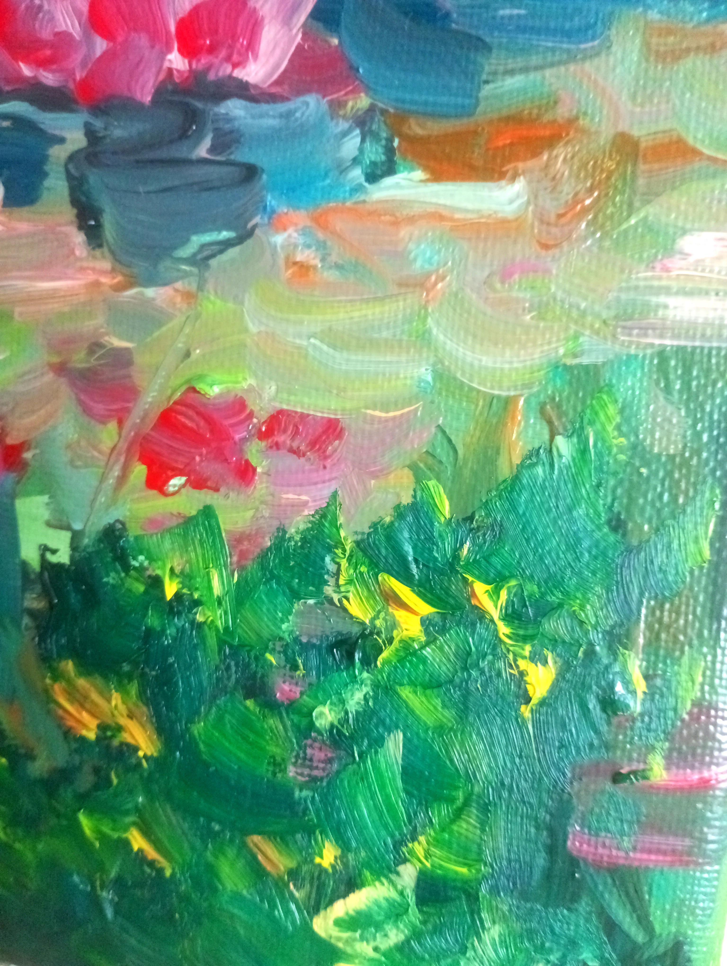 Zeitgenössisches impressionistisches Ölgemälde von Seerosen auf Leinwand (Impressionismus), Painting, von Natalya Mougenot 
