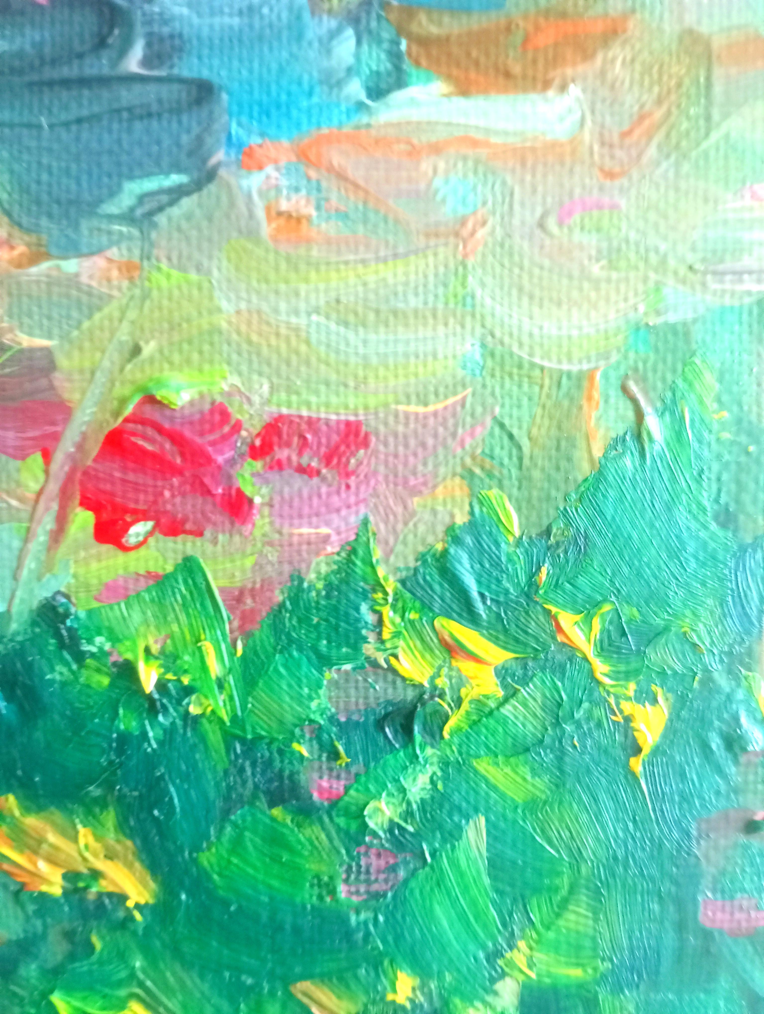 Zeitgenössisches impressionistisches Ölgemälde von Seerosen auf Leinwand im Angebot 3
