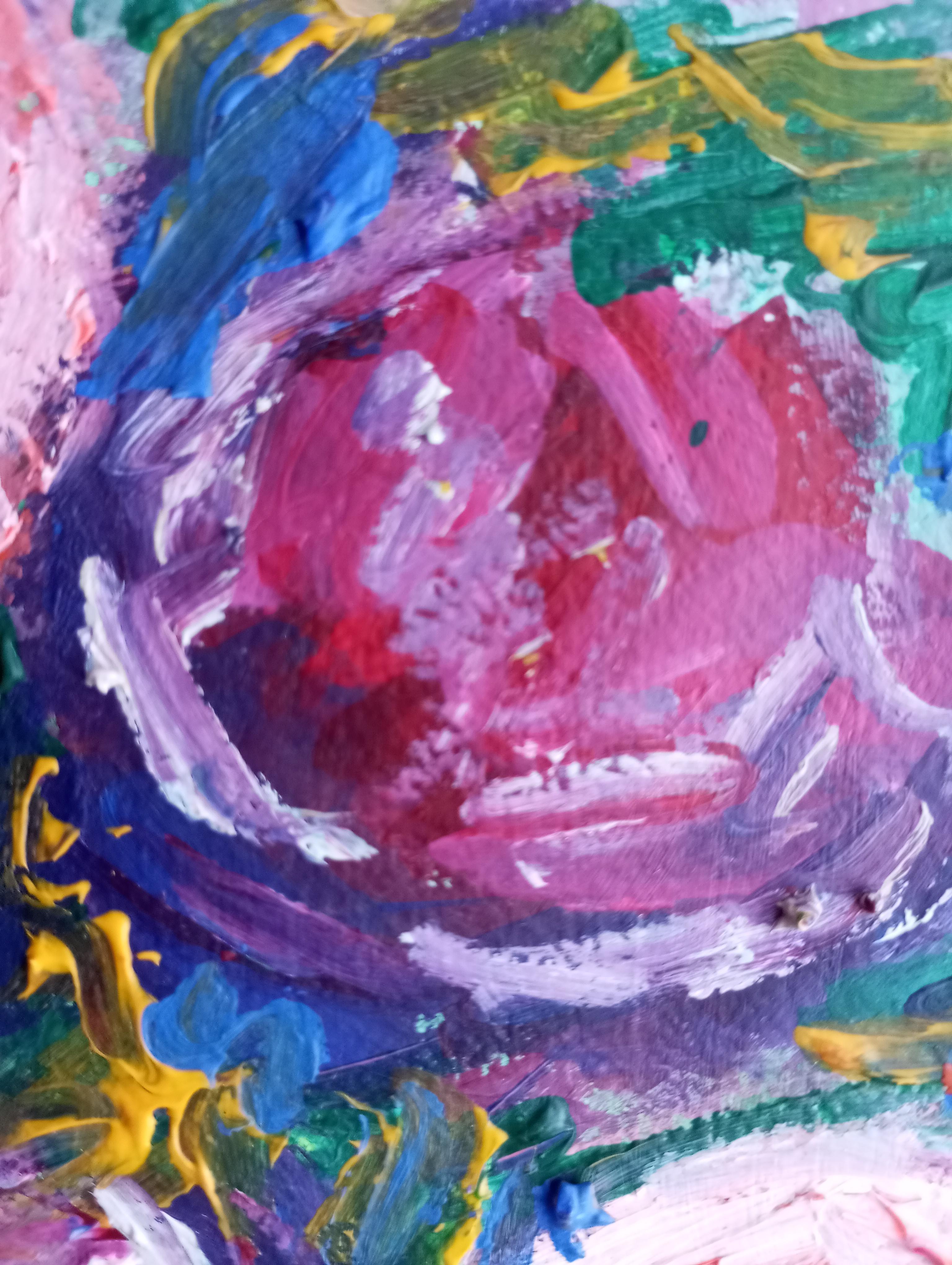 Contemporary impressionist expressive acrylic floral bouquet vase painting For Sale 12