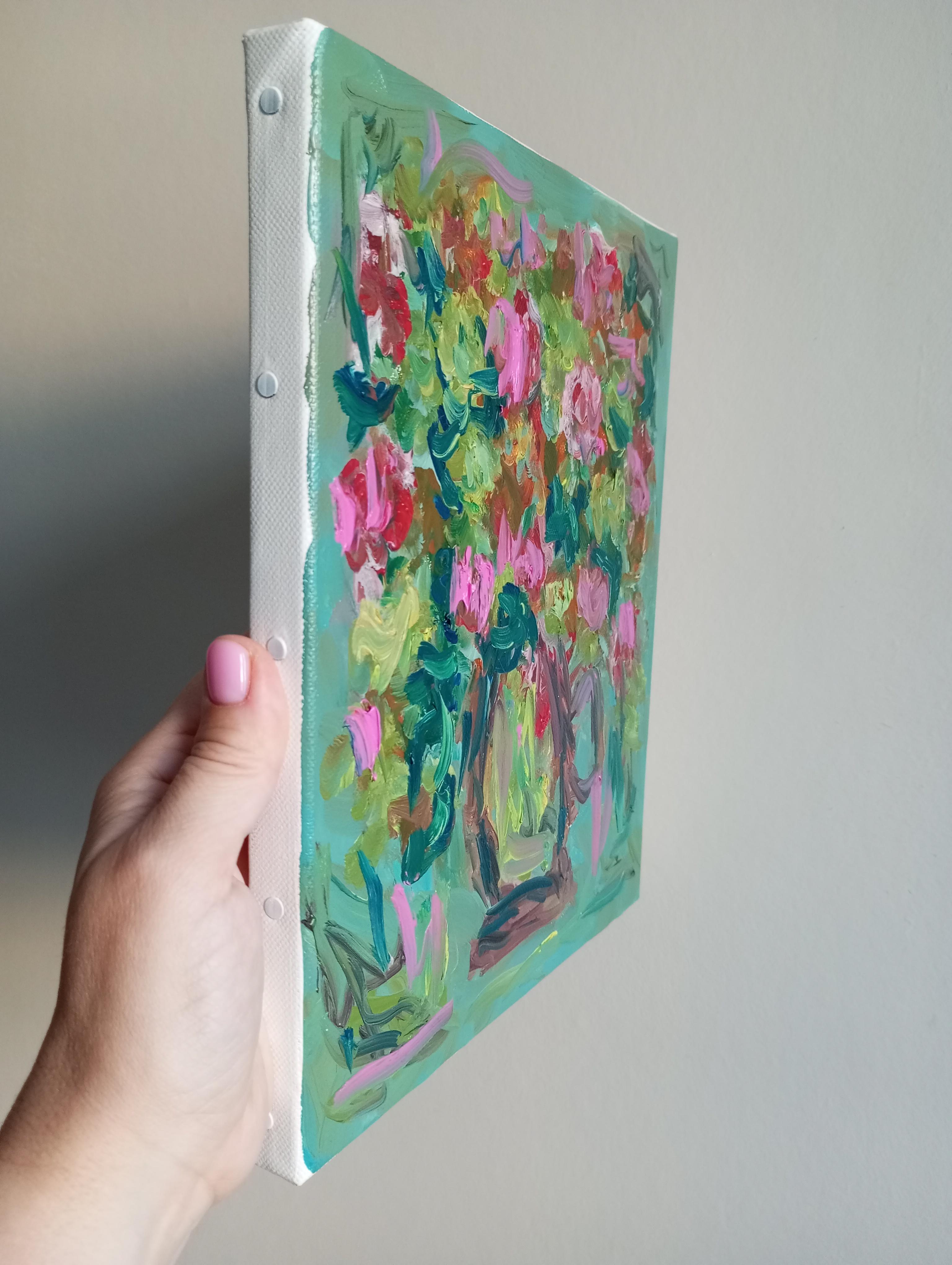 Impressionista espressivo contemporaneo  pittura ad olio floreale su tela in vendita 1