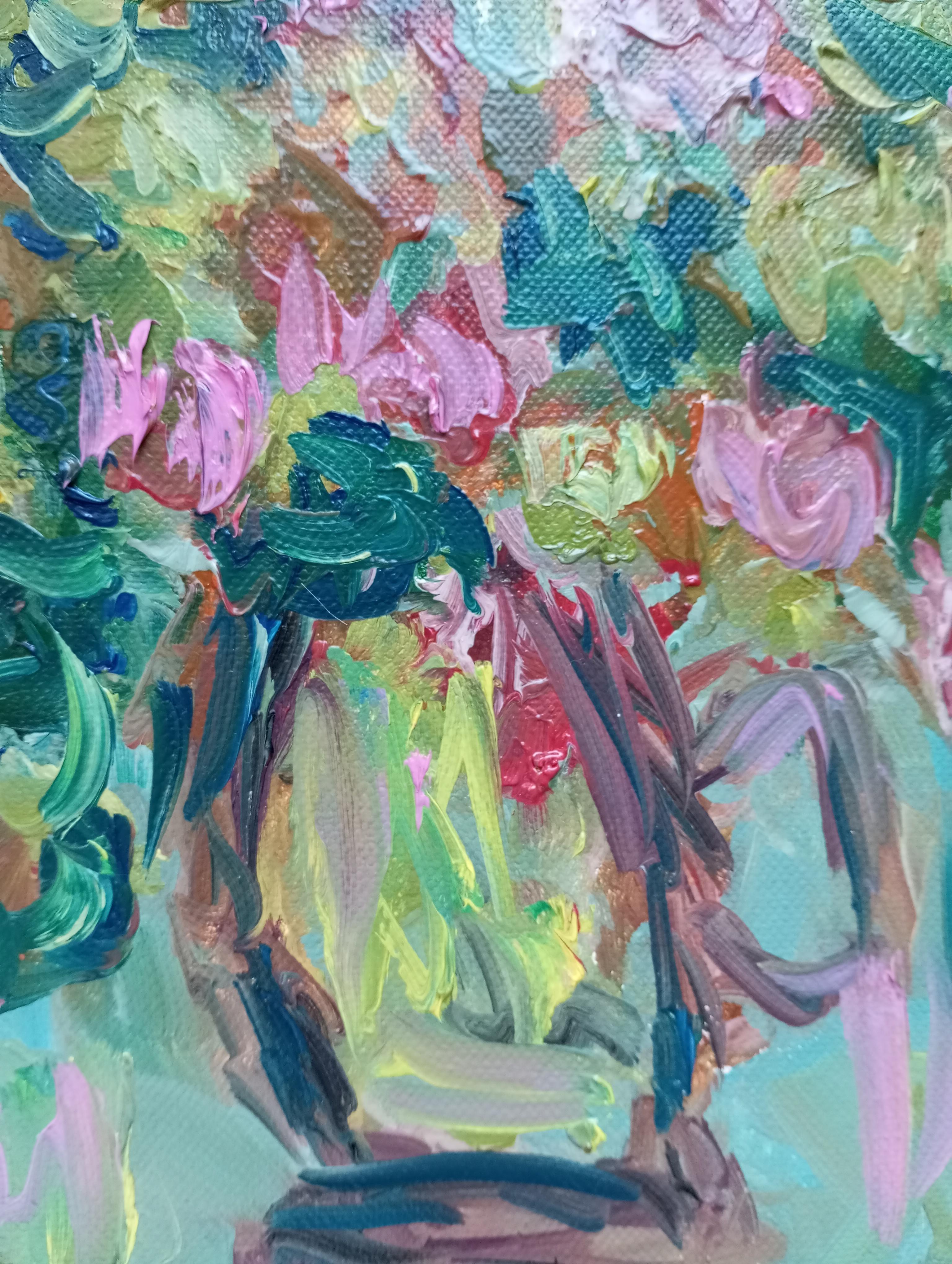 Impressionista espressivo contemporaneo  pittura ad olio floreale su tela in vendita 5