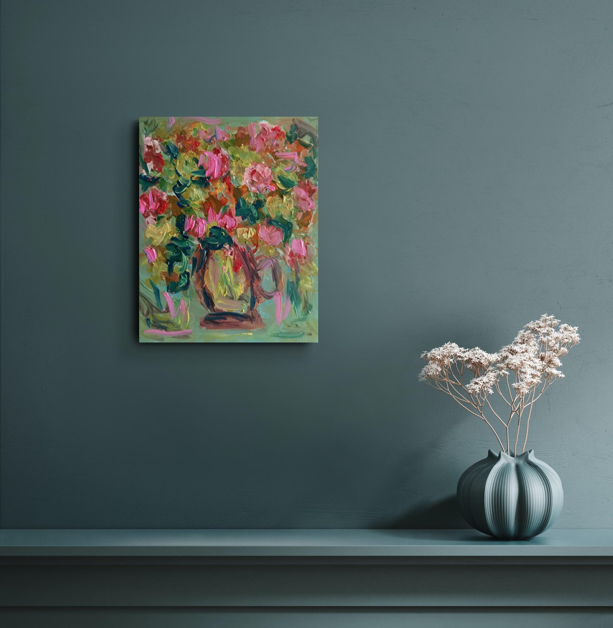 Impressionista espressivo contemporaneo  pittura ad olio floreale su tela in vendita 10
