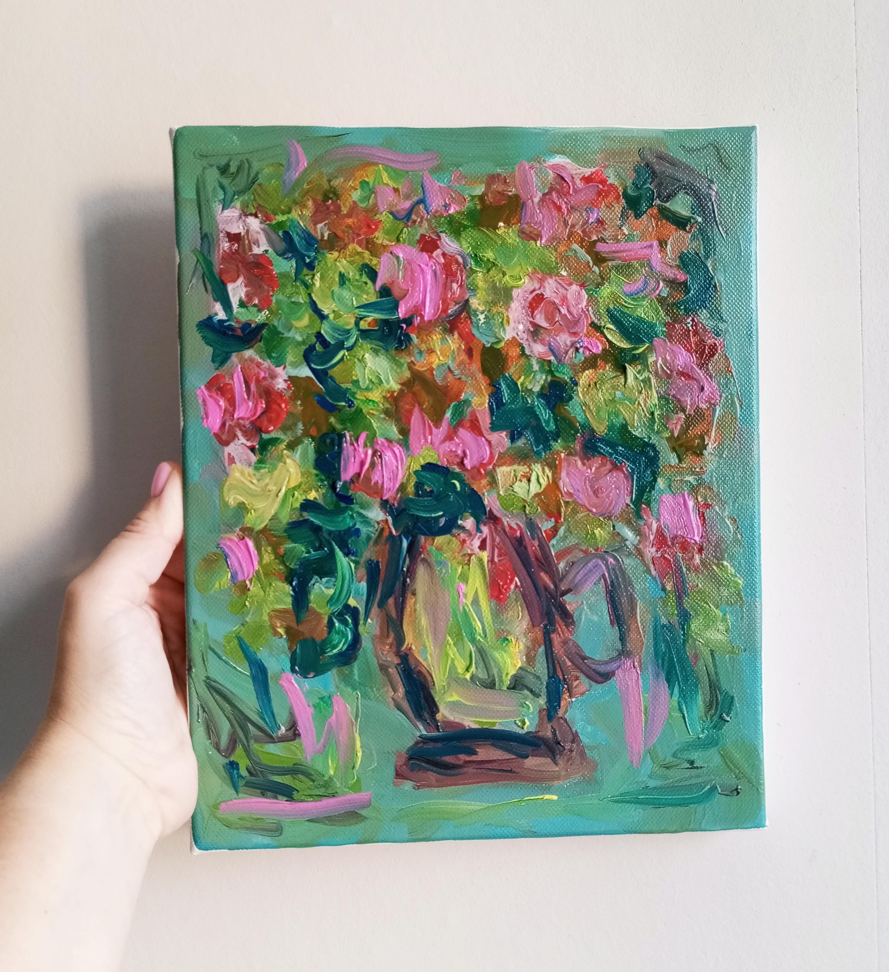 Impressionista espressivo contemporaneo  pittura ad olio floreale su tela - Painting di Natalya Mougenot 