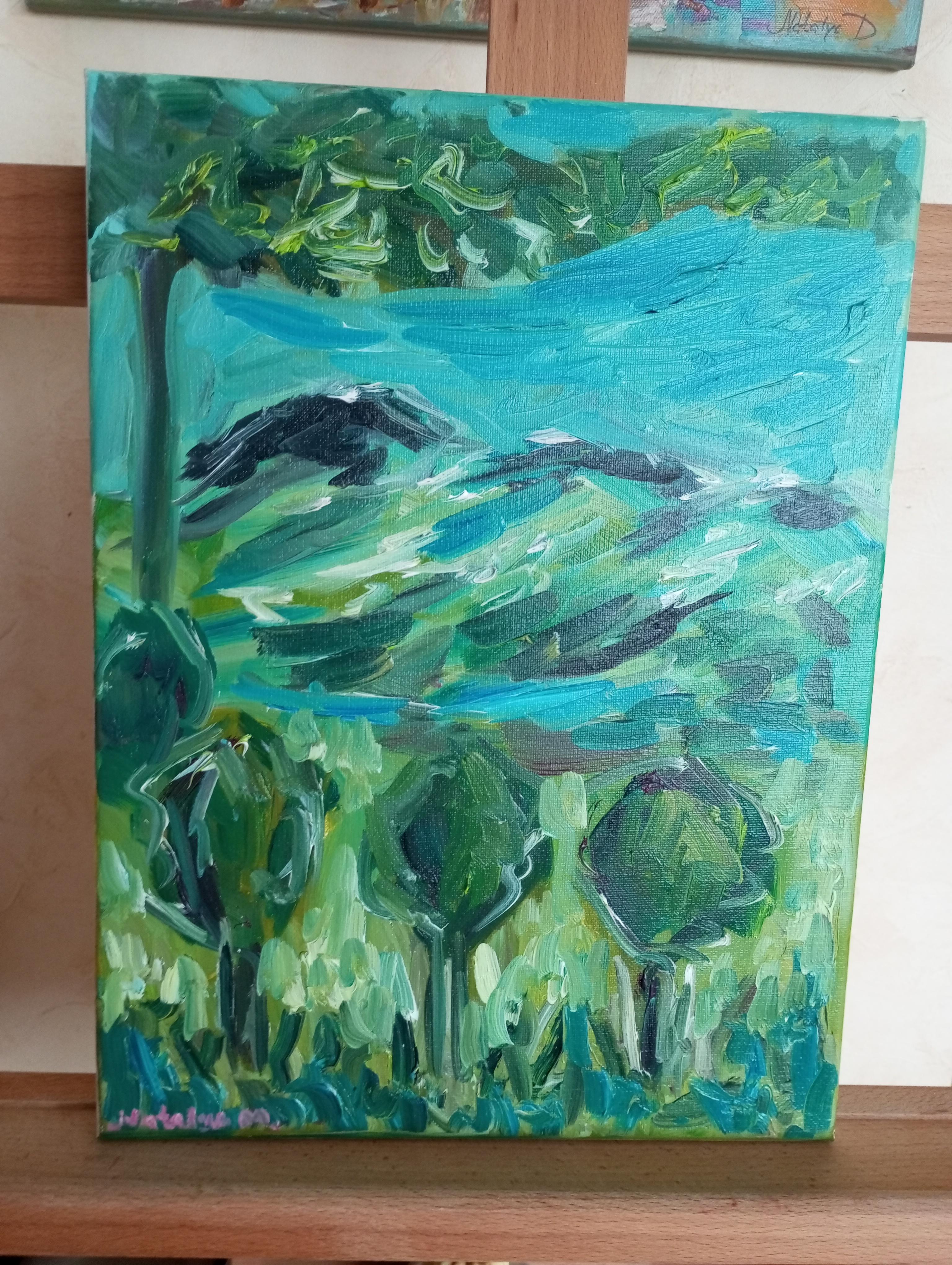 Paisaje impresionista contemporáneo naturaleza pintura al óleo sobre lienzo en venta 8