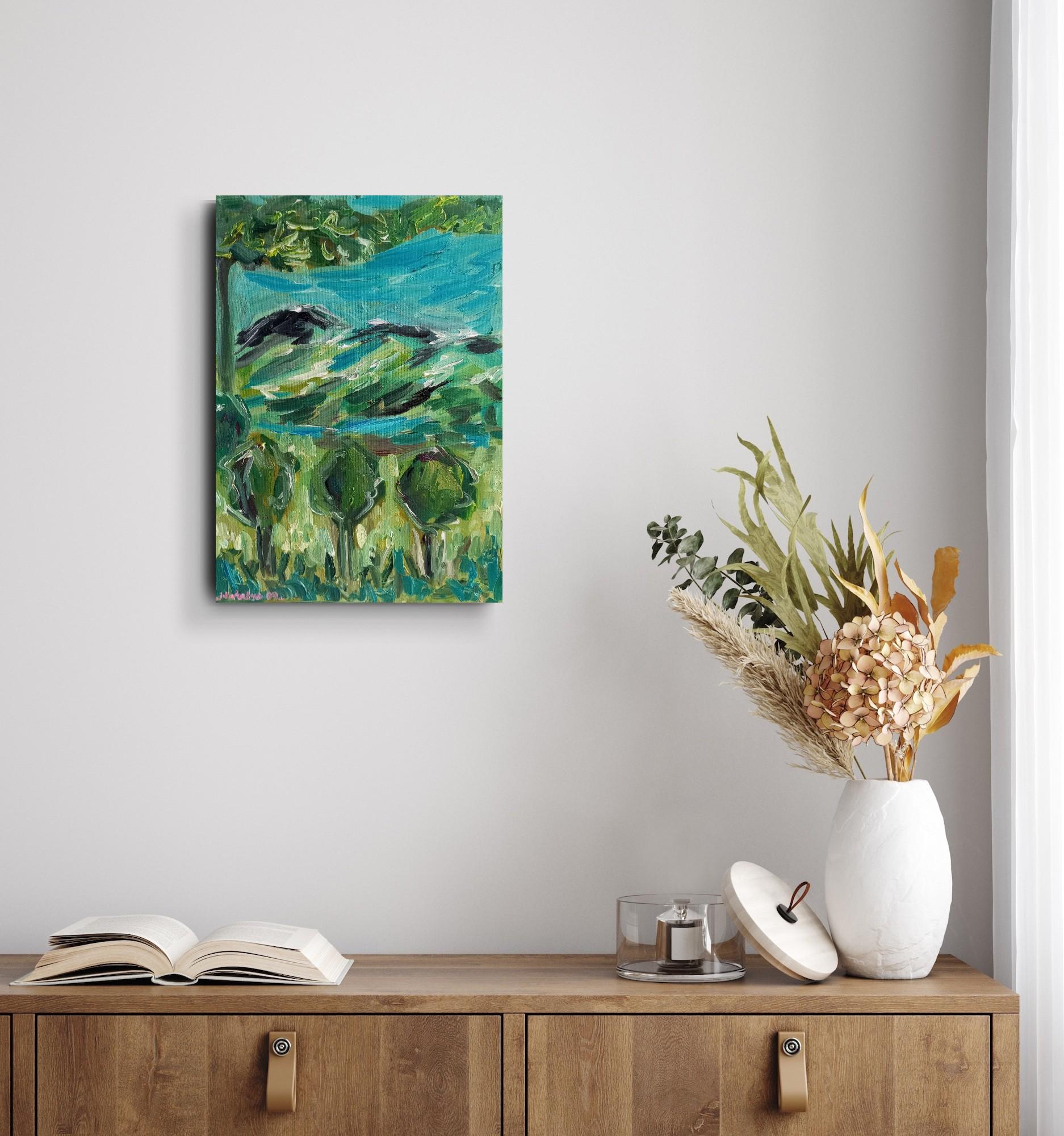 Paisaje impresionista contemporáneo naturaleza pintura al óleo sobre lienzo - Painting de Natalya Mougenot 