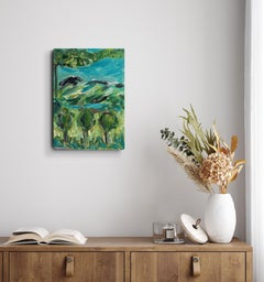 Contemporary impressionist landscape nature oil painting on canvas